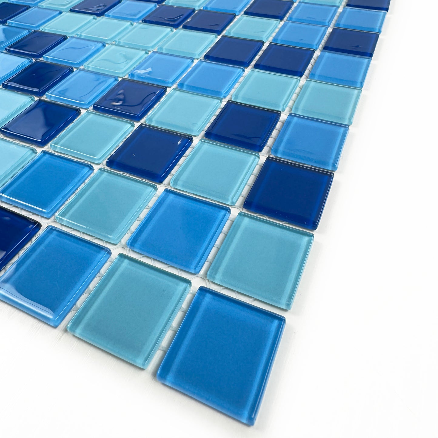 Aqua Blue & French Blue &Sapphire Blue Mixed Crystal Glass Mosaic