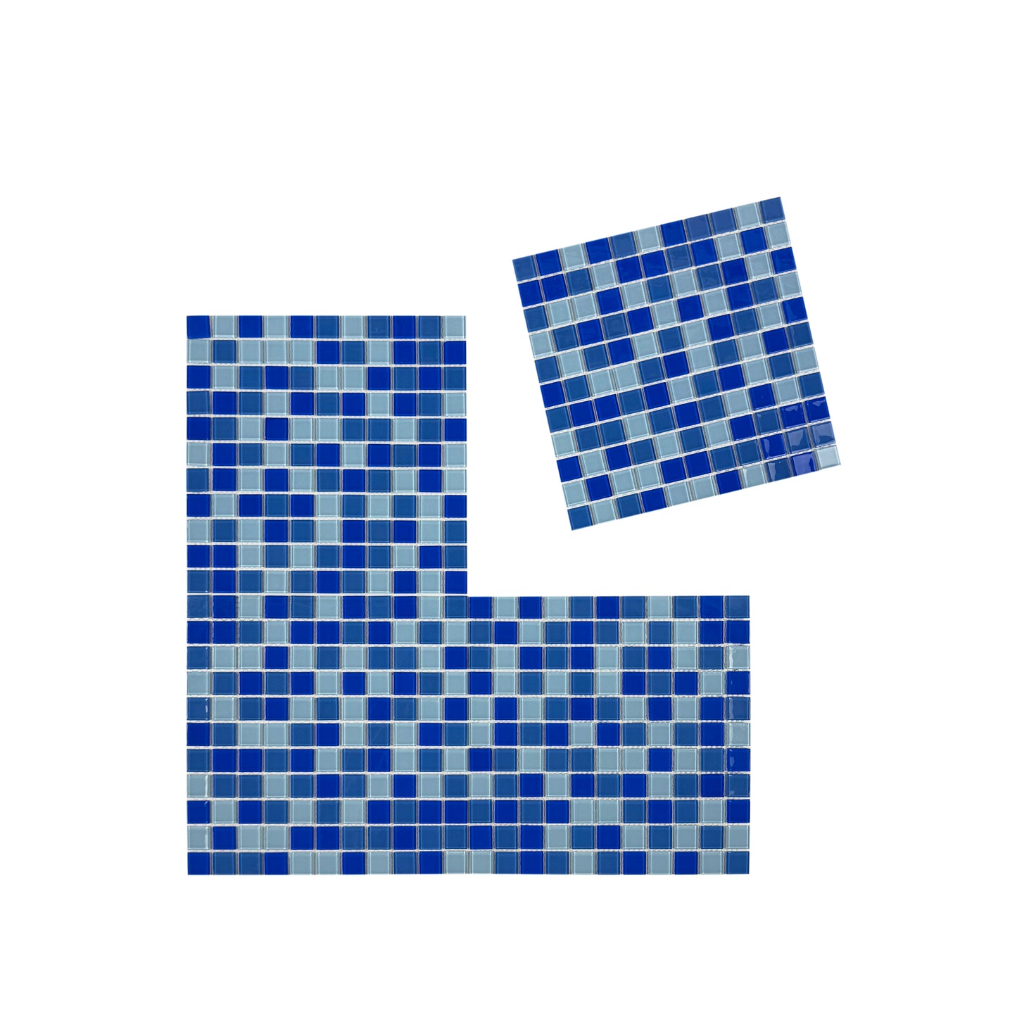 White & Sky Blue & Cobalt Blue Mixed Crystal Glass Mosaic