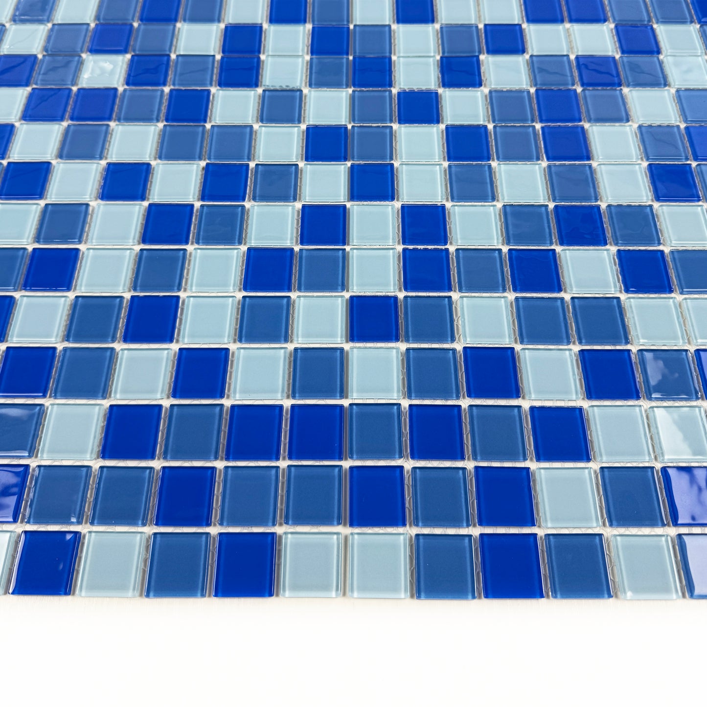 White & Sky Blue & Cobalt Blue Mixed Crystal Glass Mosaic