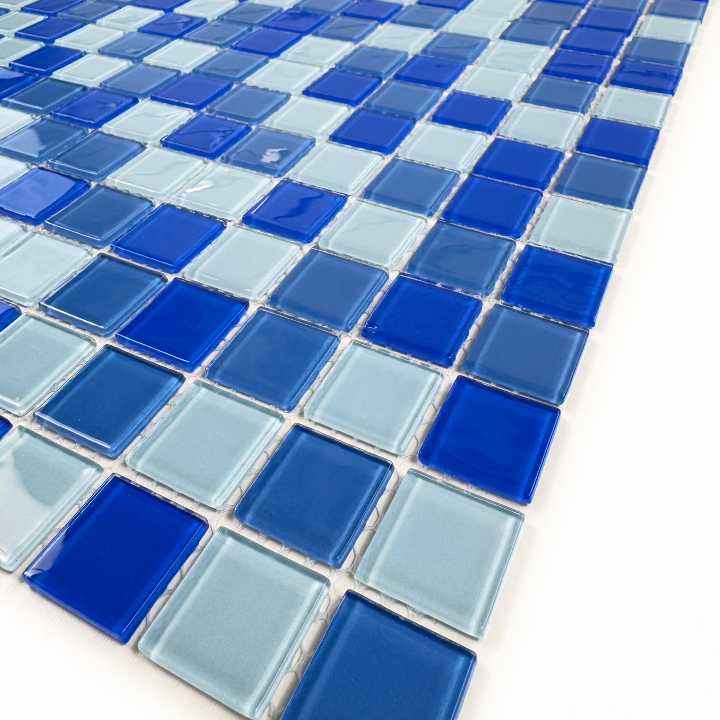 White & Sky Blue & Cobalt Blue Mixed Crystal Glass Mosaic