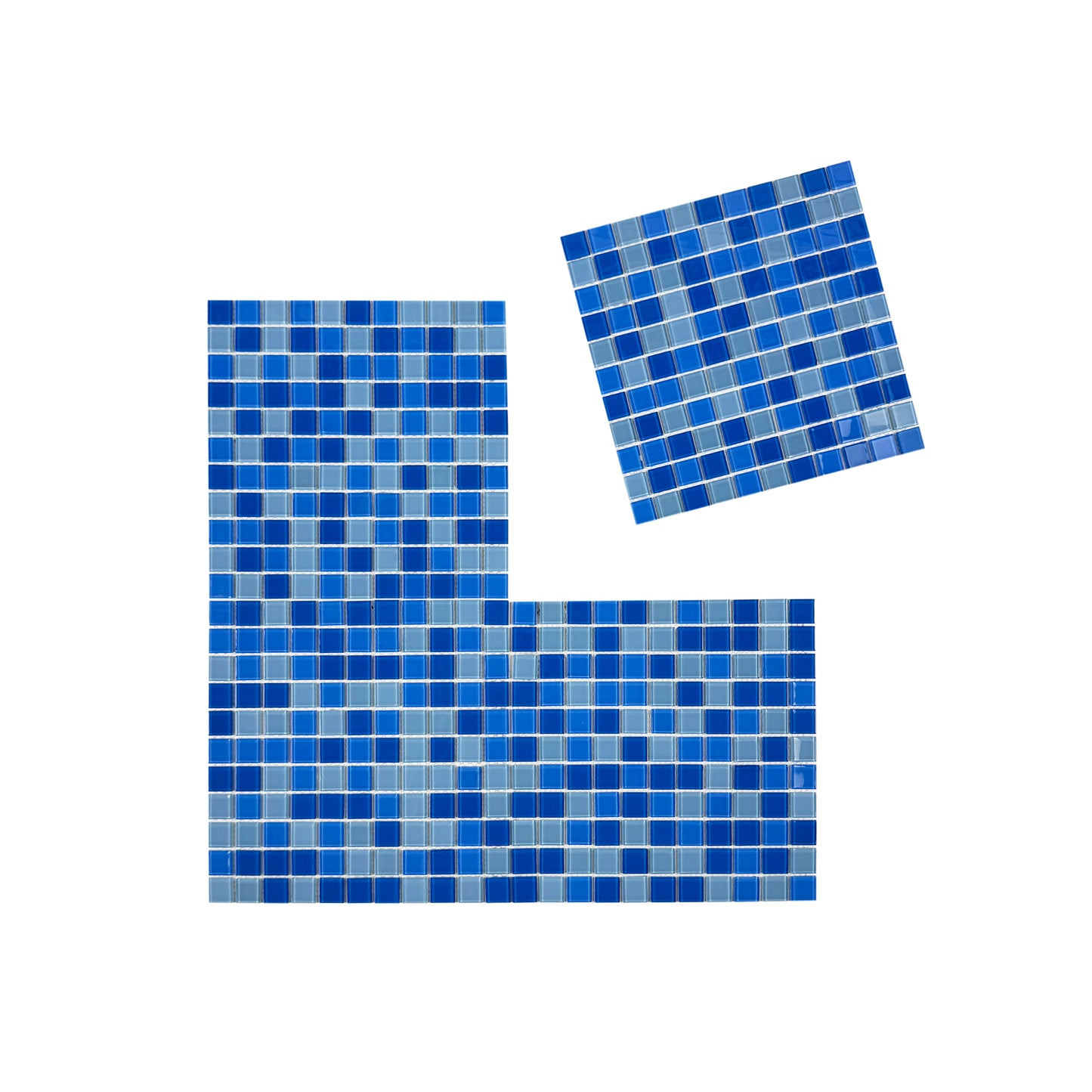 Baby Blue & Cobalt Blue & Navy Blue Mixed Crystal Glass Mosaic