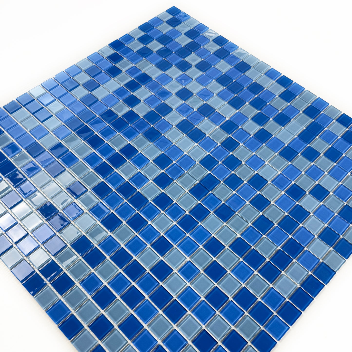 Baby Blue & Cobalt Blue & Navy Blue Mixed Crystal Glass Mosaic