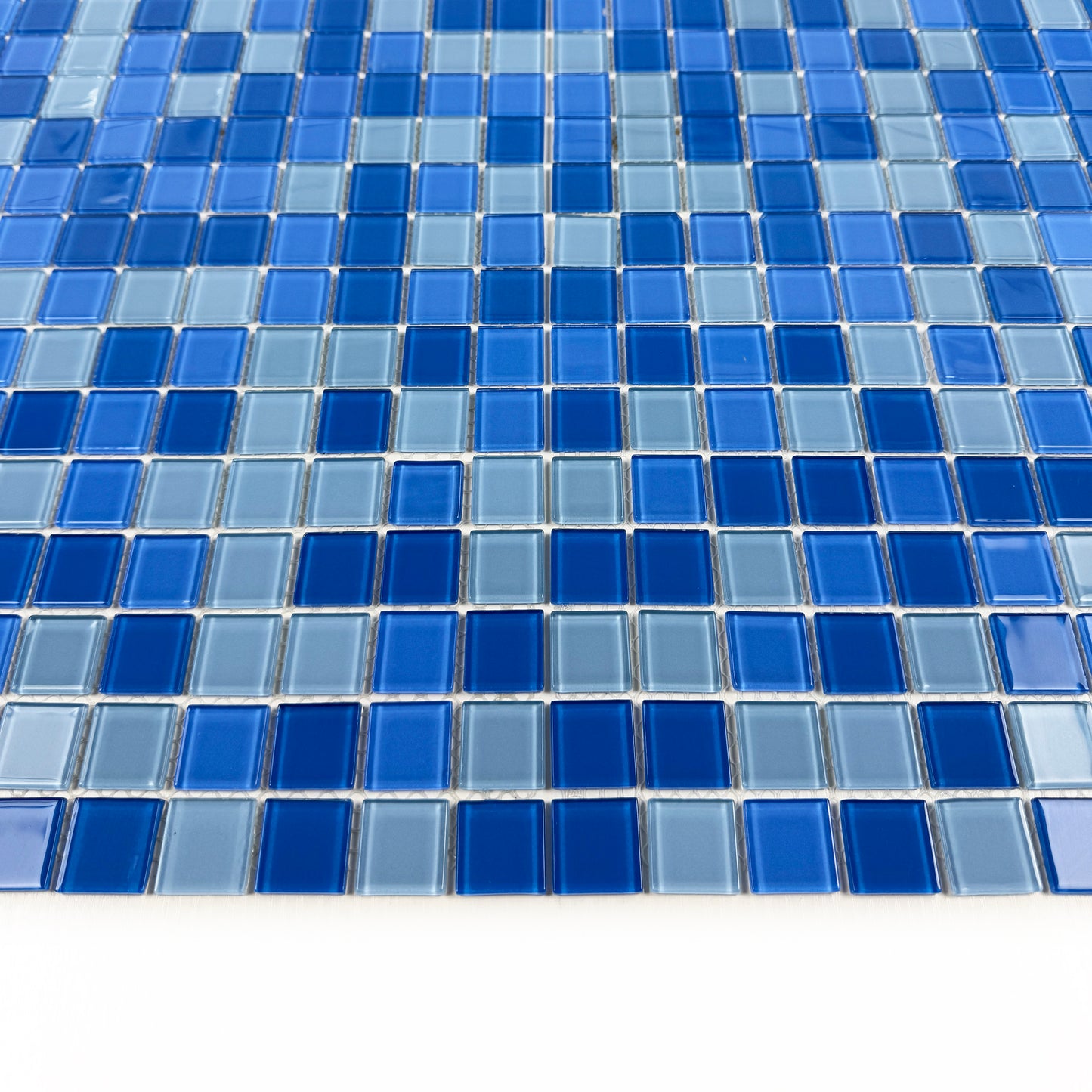 Baby Blue & Cobalt Blue & Navy Blue Mixed Crystal Glass Mosaic