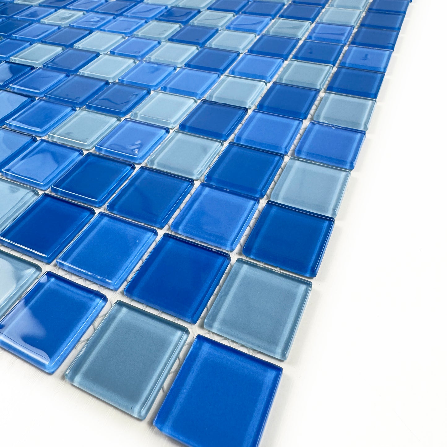 Baby Blue & Cobalt Blue & Navy Blue Mixed Crystal Glass Mosaic