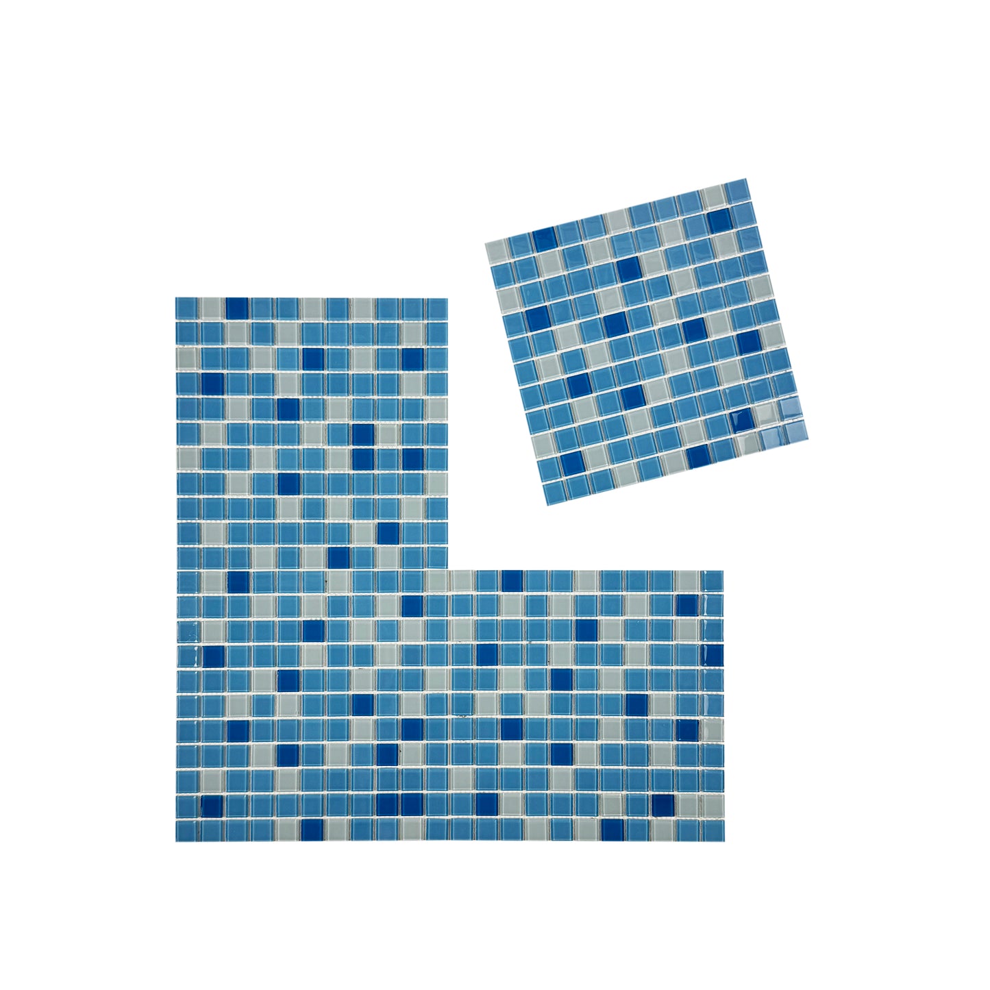 White & Baby Blue & Cobalt Blue Mixed Crystal Glass Mosaic