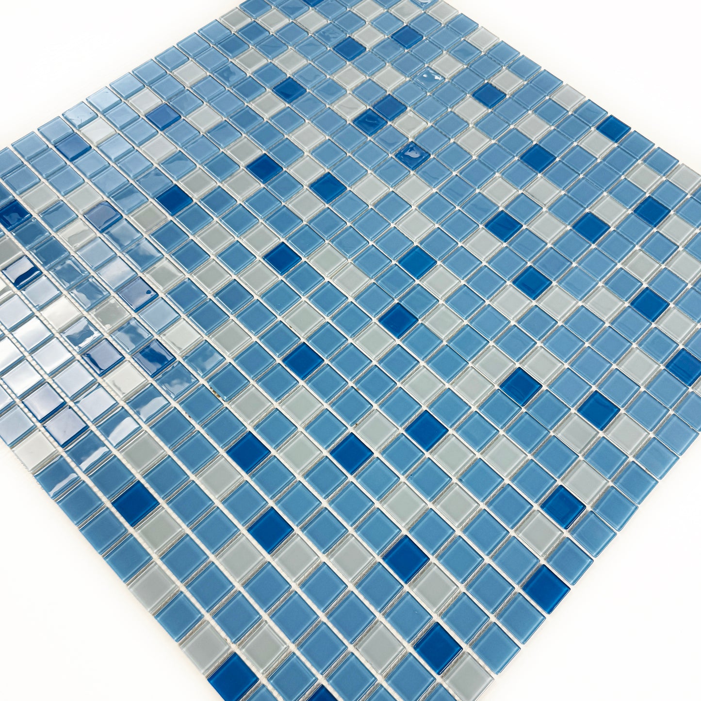 White & Baby Blue & Cobalt Blue Mixed Crystal Glass Mosaic