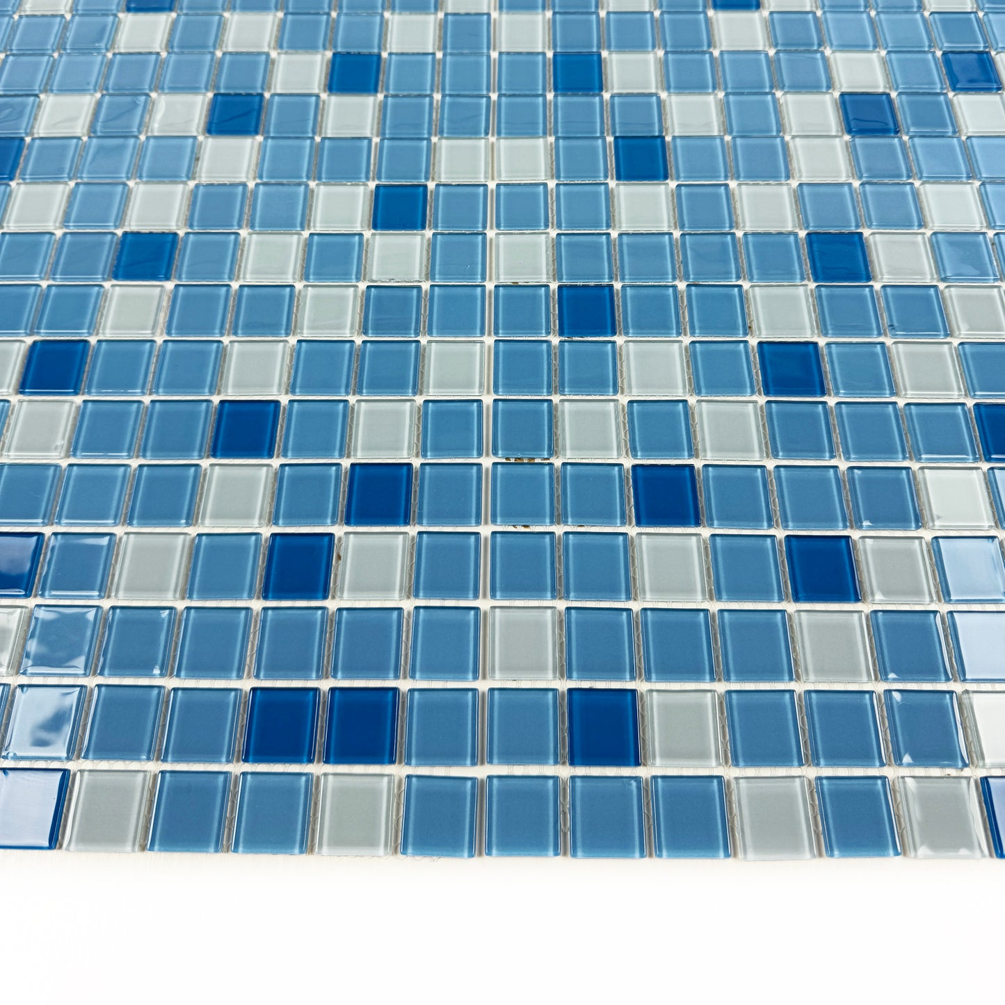 White & Baby Blue & Cobalt Blue Mixed Crystal Glass Mosaic