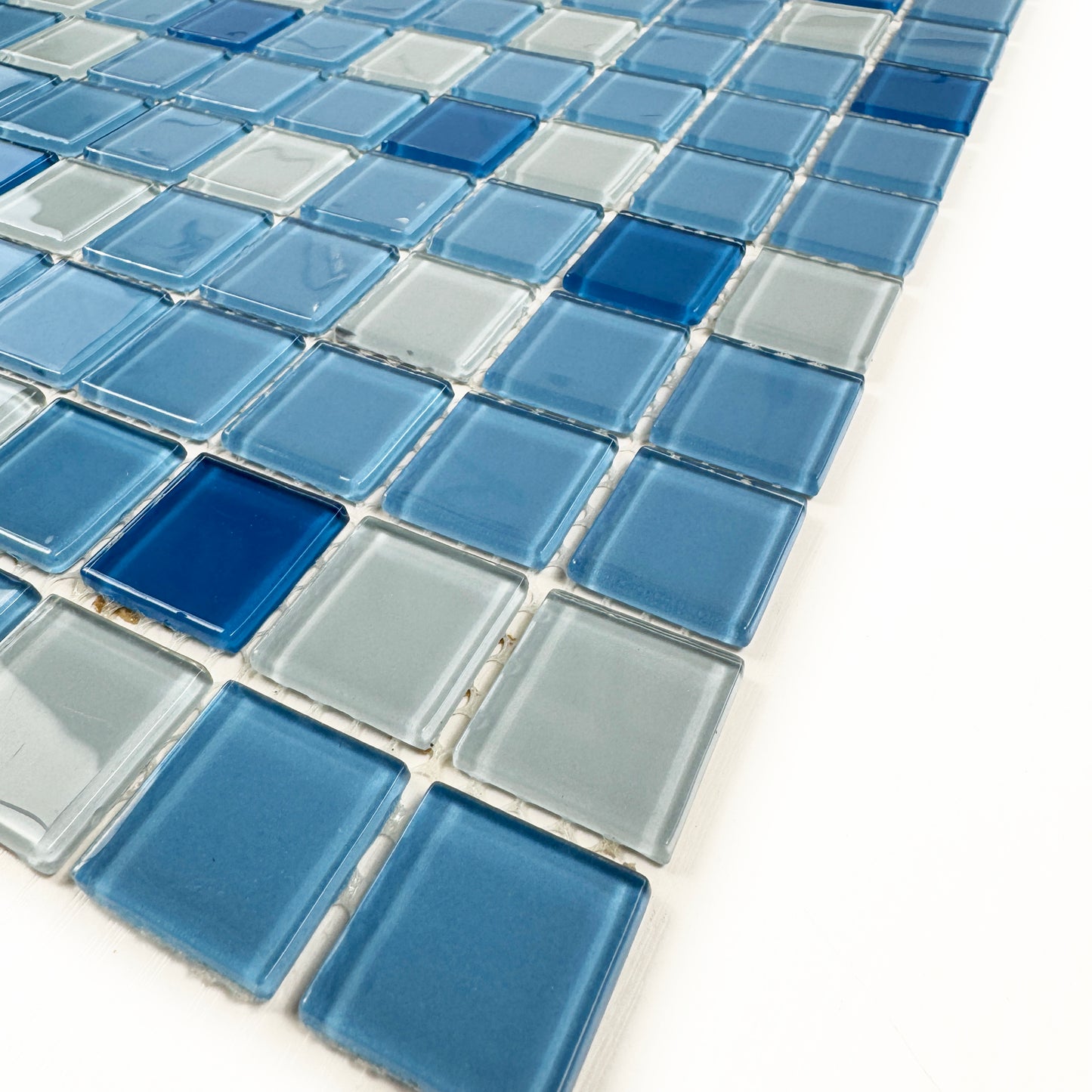 White & Baby Blue & Cobalt Blue Mixed Crystal Glass Mosaic