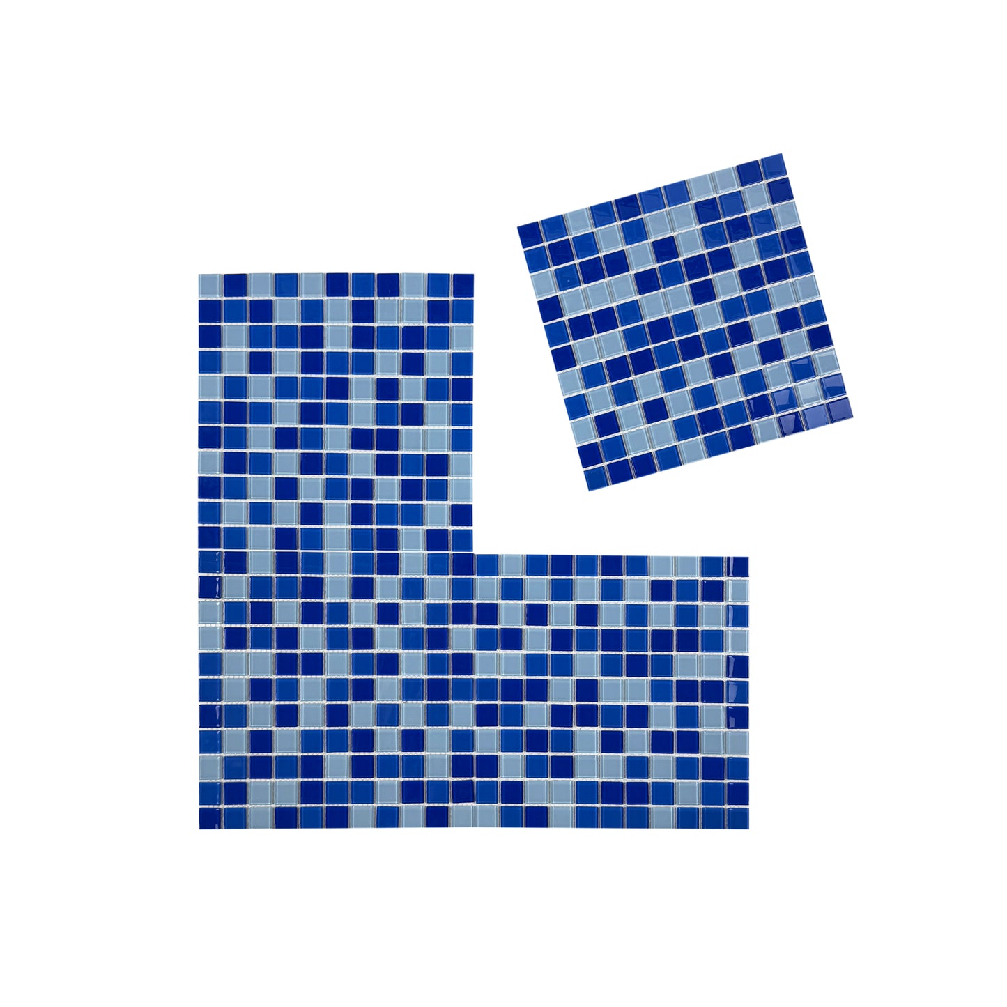 Light Blue & Cobalt Blue & Navy Blue Mixed Crystal Glass Mosaic