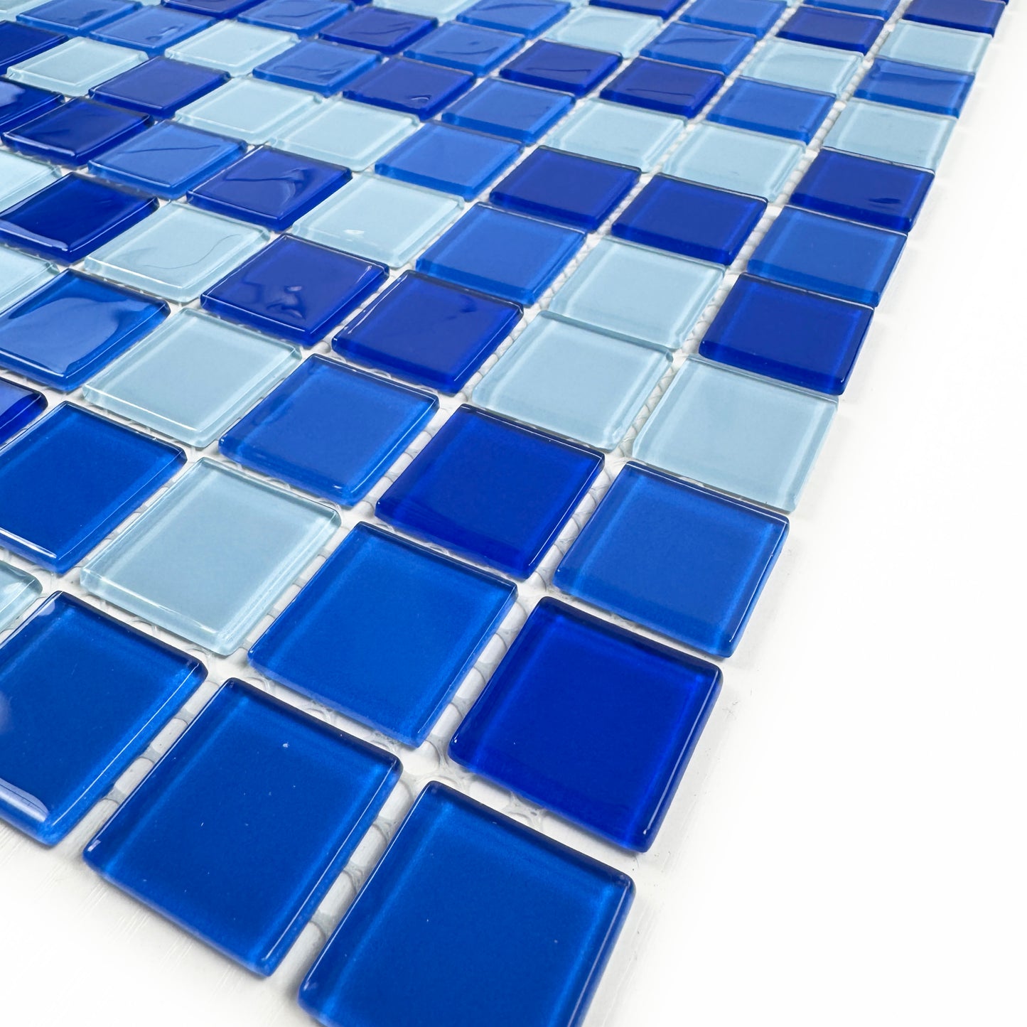 Light Blue & Cobalt Blue & Navy Blue Mixed Crystal Glass Mosaic