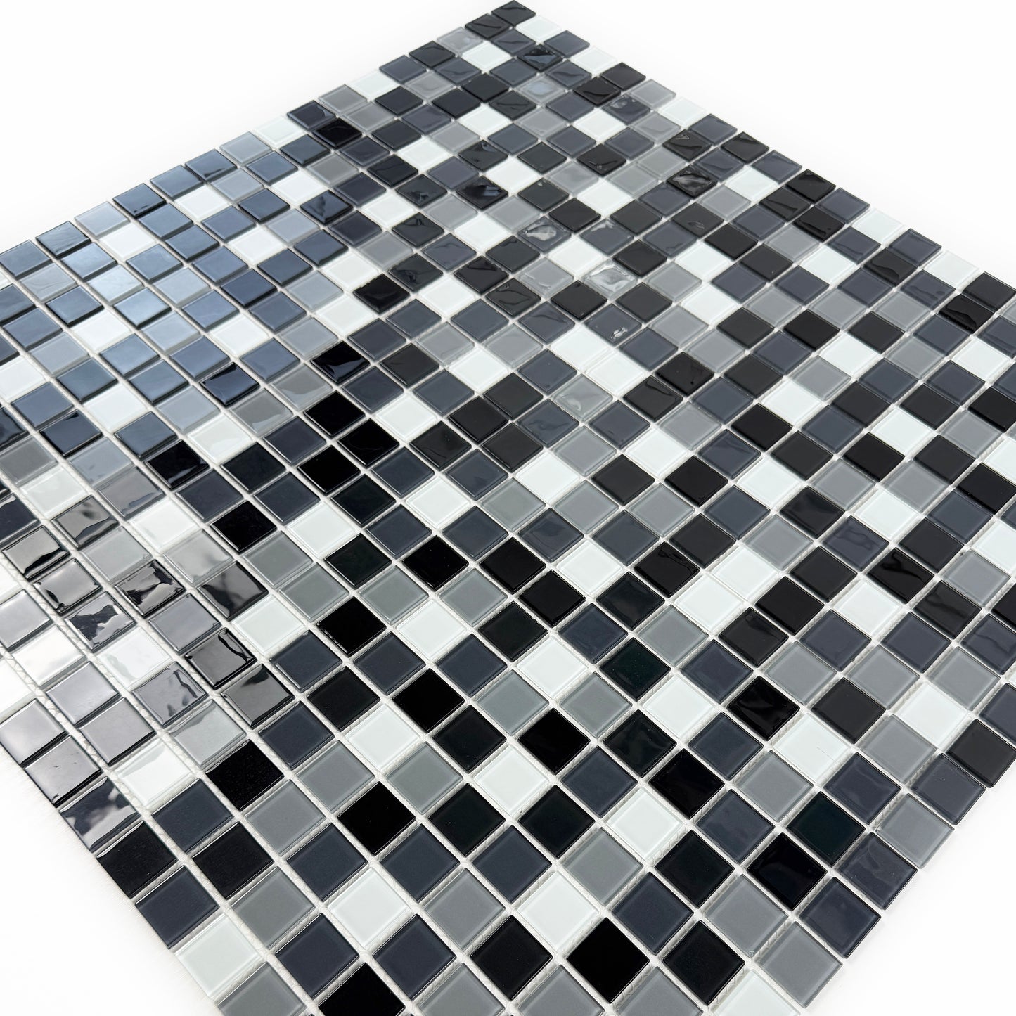 Azure Enchantment Series Black & White & Grey Mixed Crystal Glass Mosaic