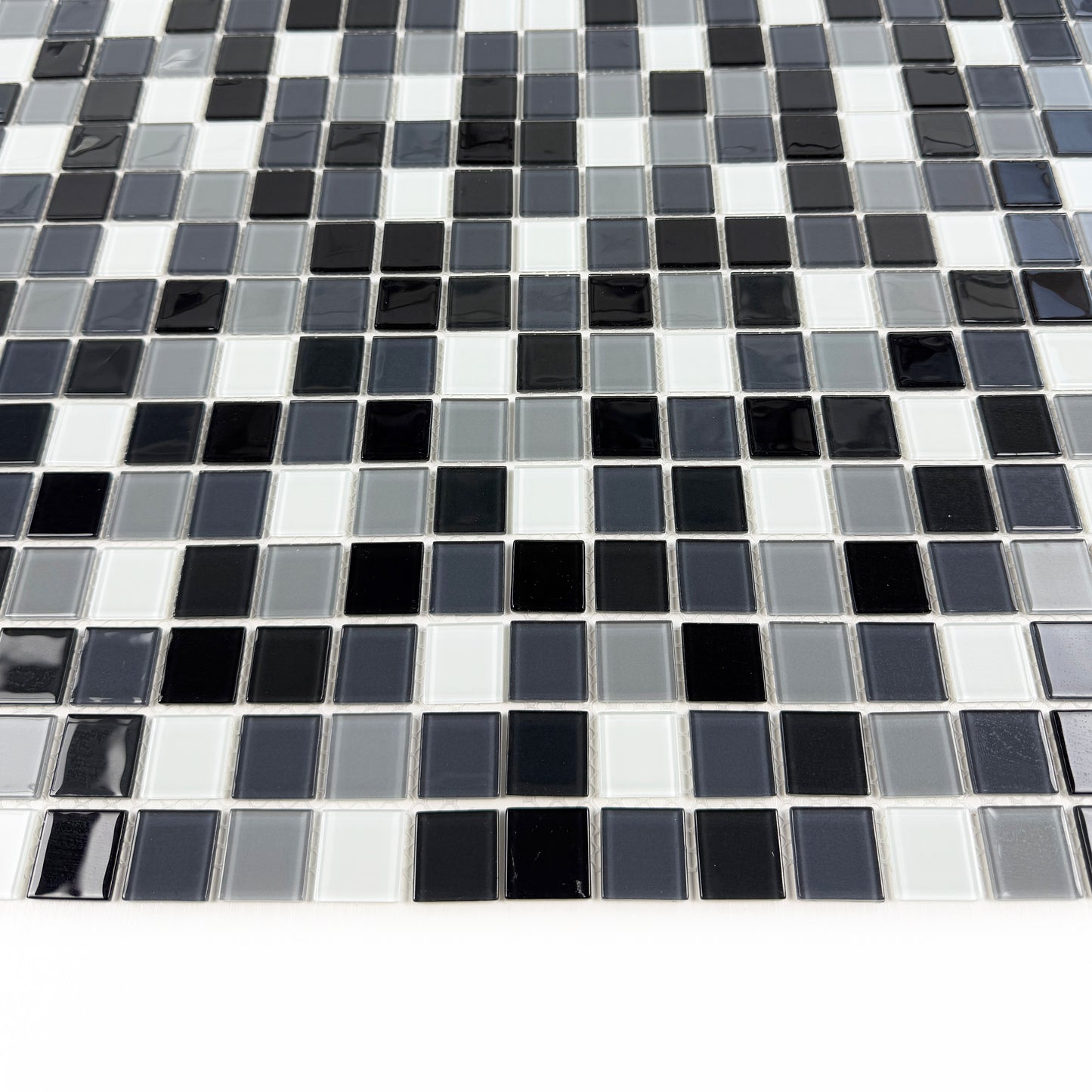 Azure Enchantment Series Black & White & Grey Mixed Crystal Glass Mosaic