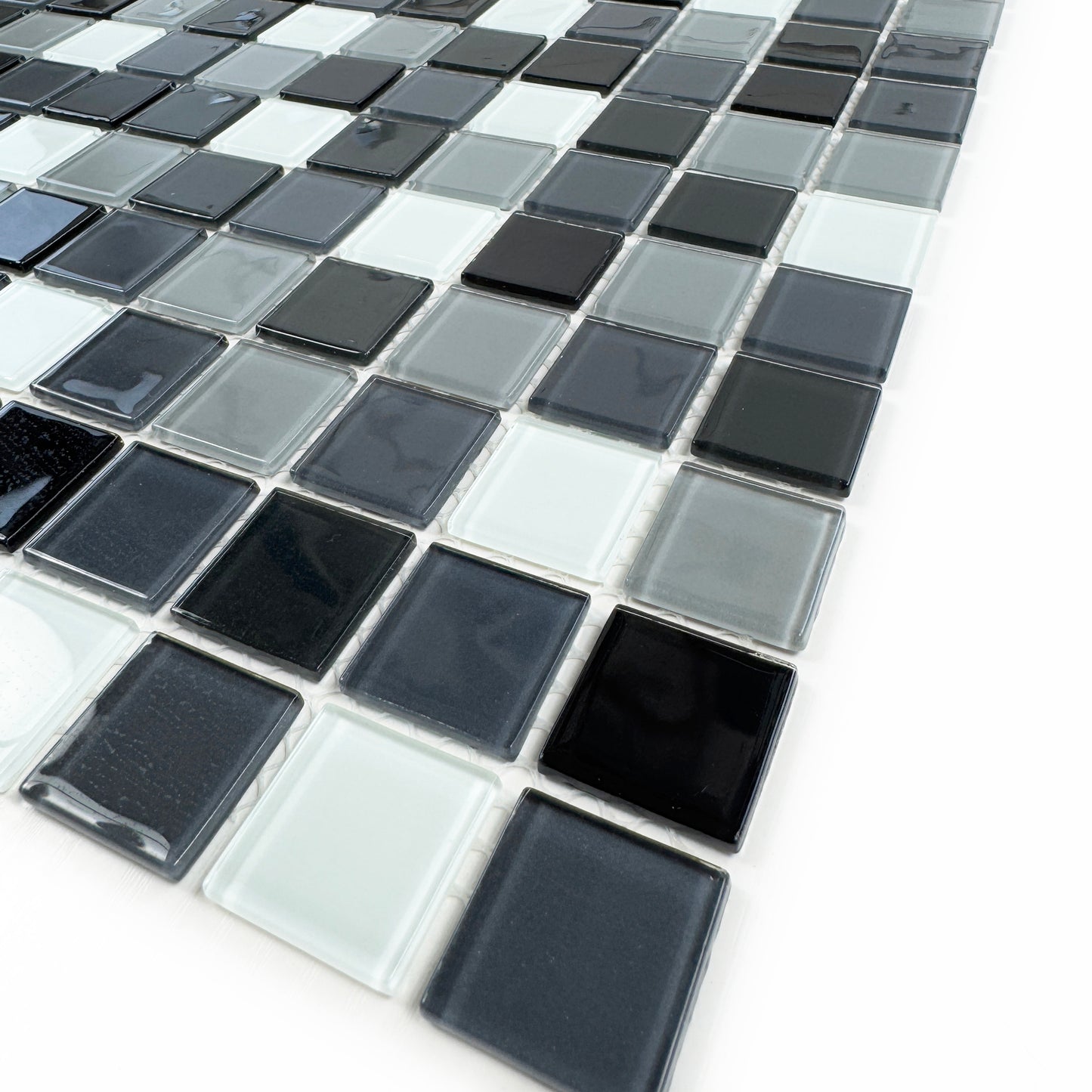 Azure Enchantment Series Black & White & Grey Mixed Crystal Glass Mosaic