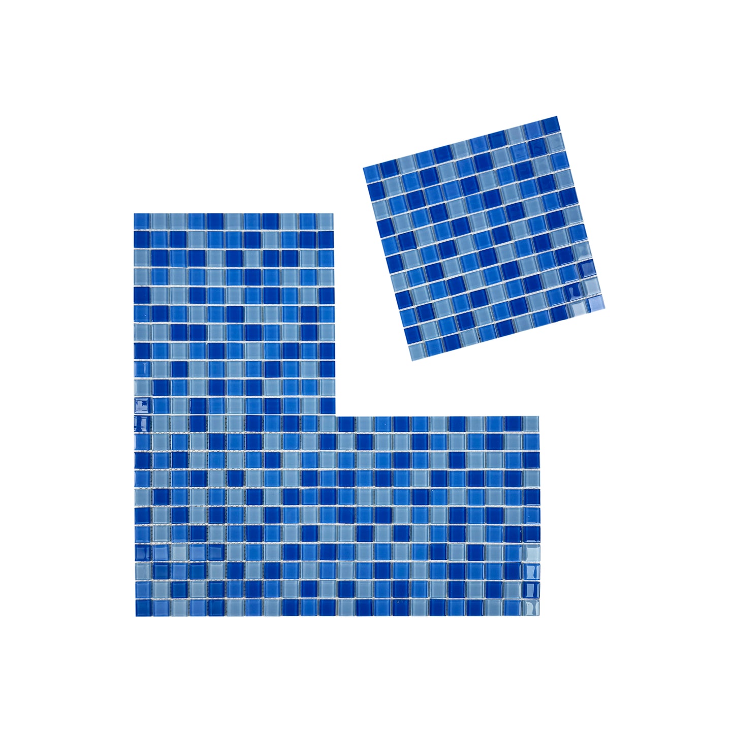 Sky Blue & French Blue & Cobalt Blue Mixed Crystal Glass Mosaic