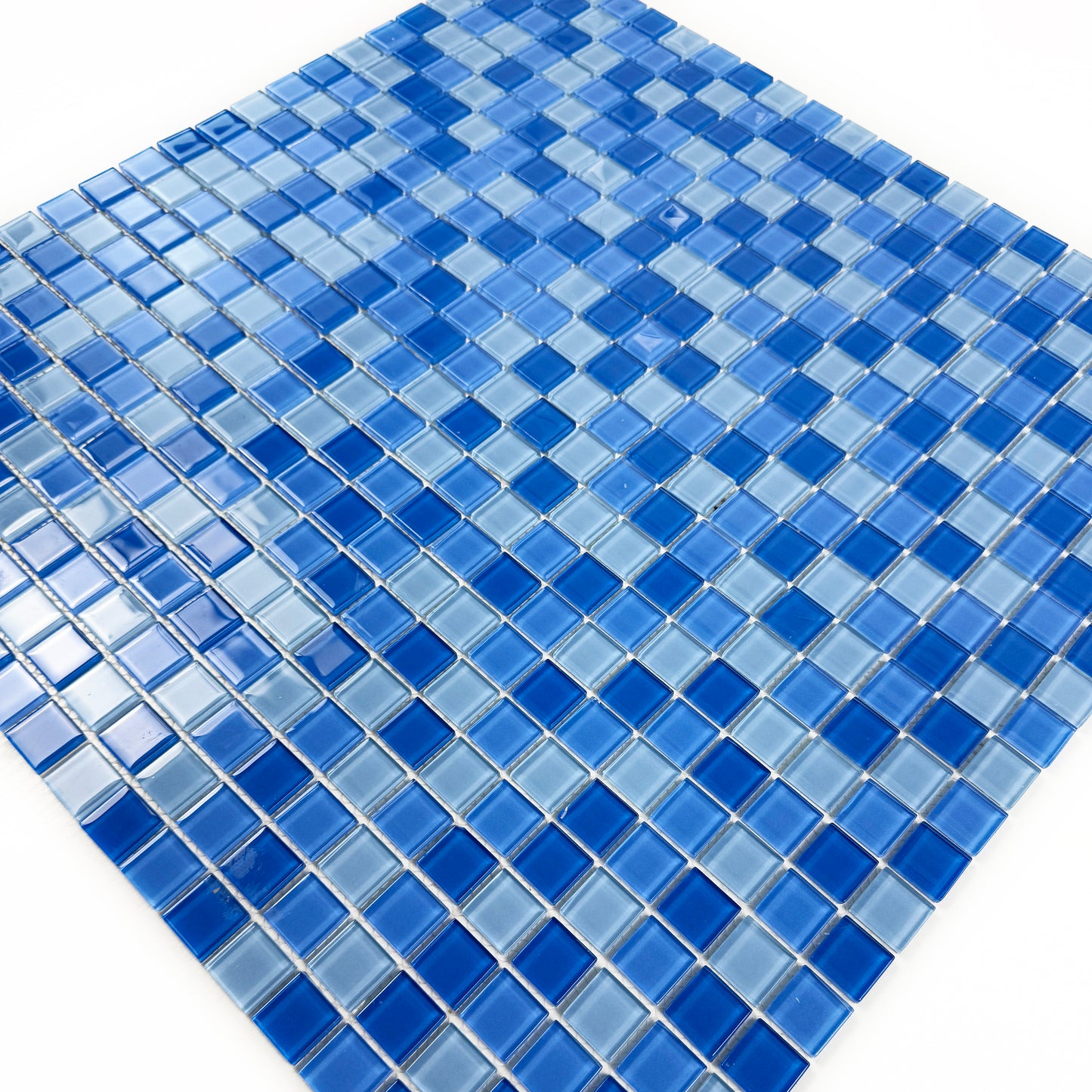 Sky Blue & French Blue & Cobalt Blue Mixed Crystal Glass Mosaic
