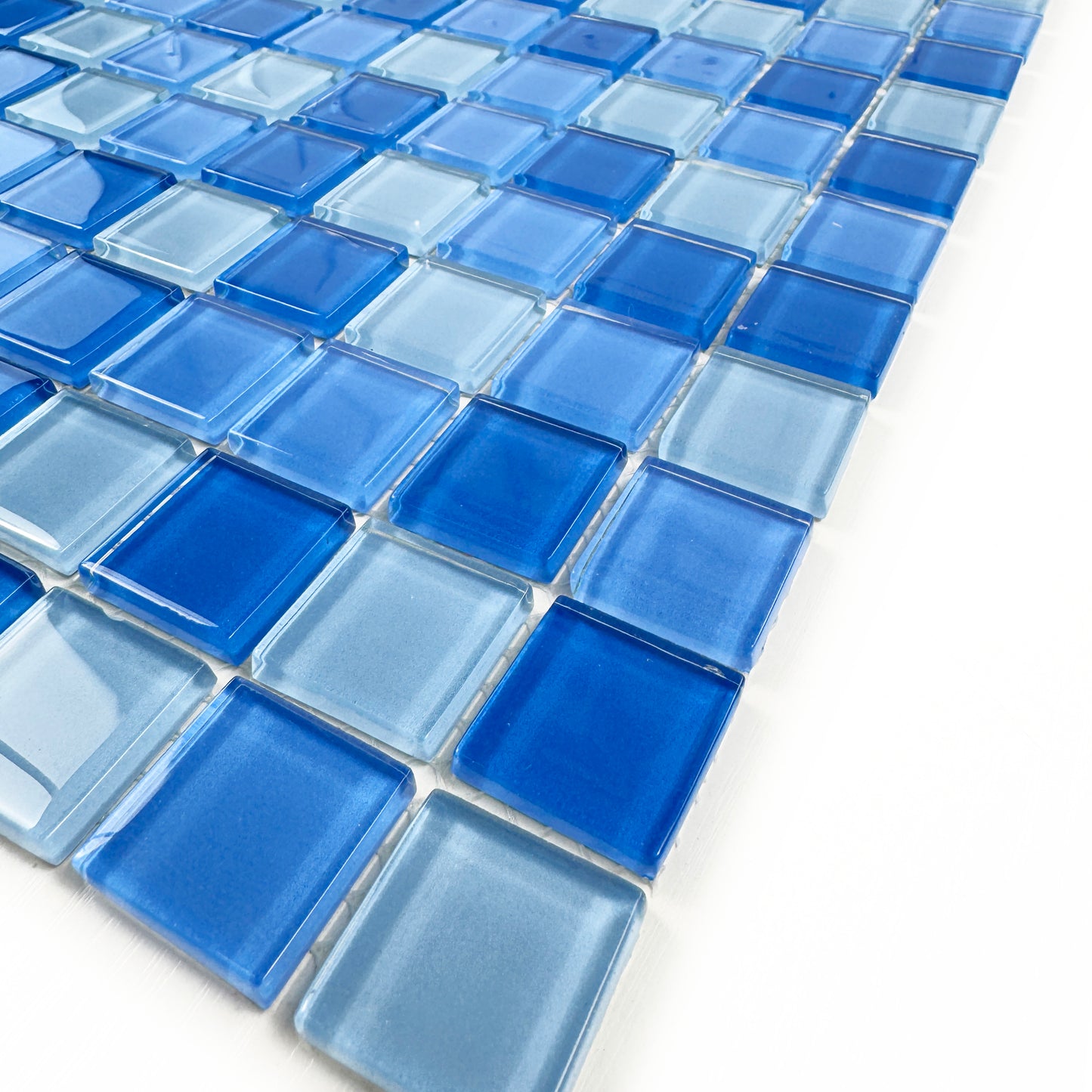 Sky Blue & French Blue & Cobalt Blue Mixed Crystal Glass Mosaic