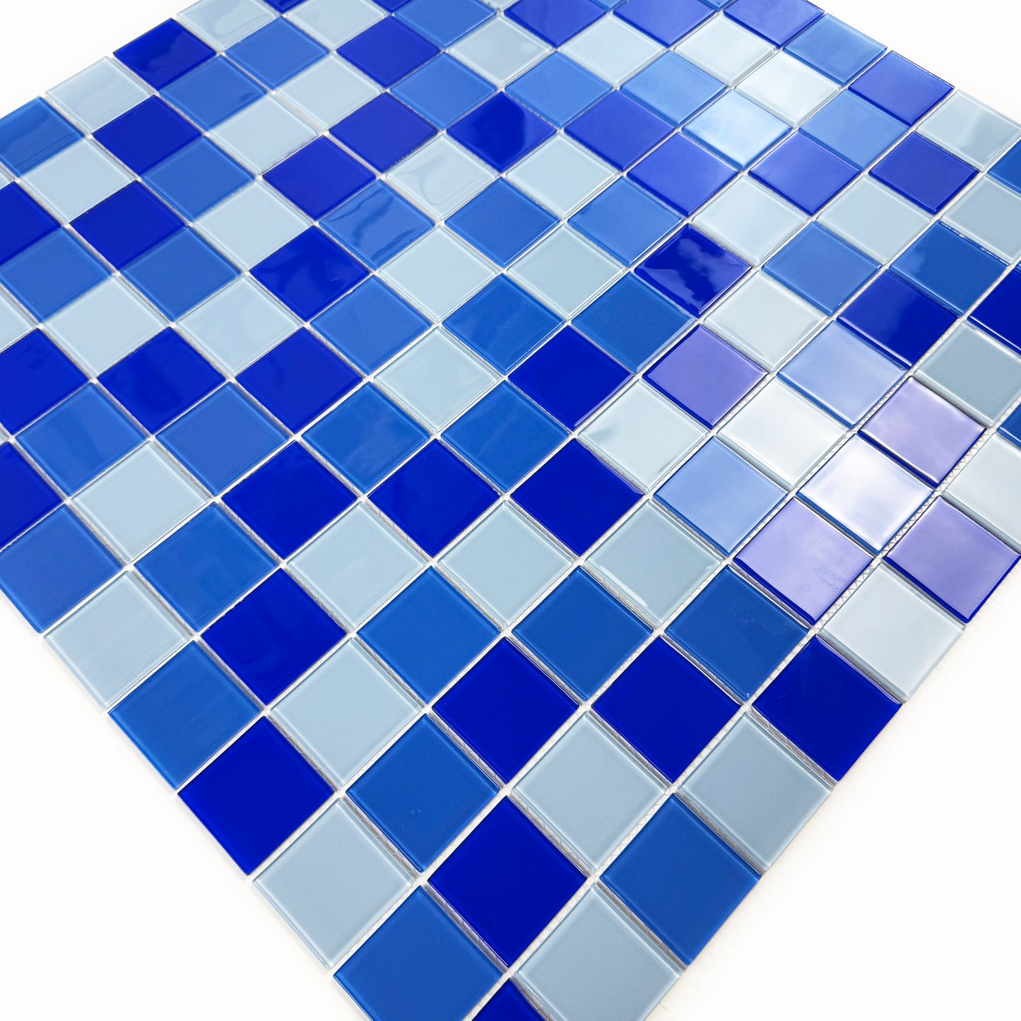 Sky Blue & Klein Blue & French Blue Mixed Crystal Glass Mosaic