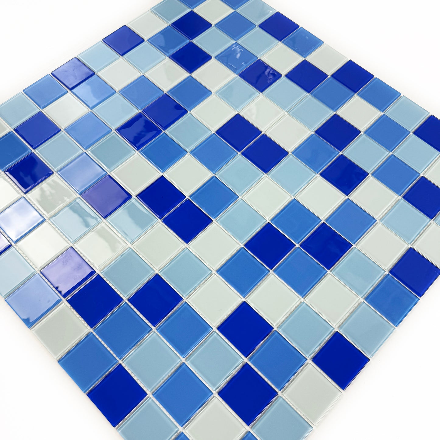 White & Sky Blue & French Blue &Navy Blue Mixed Crystal Glass Mosaic