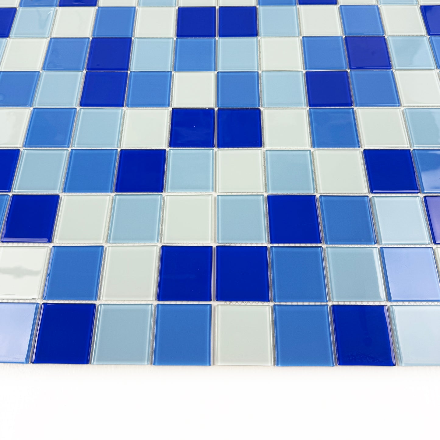 White & Sky Blue & French Blue &Navy Blue Mixed Crystal Glass Mosaic