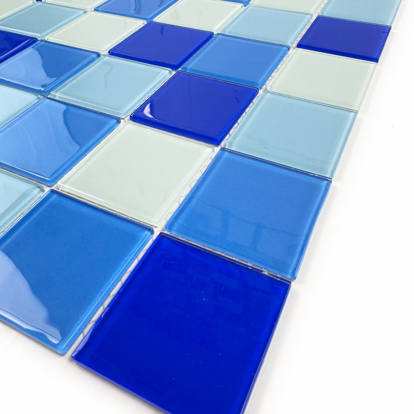 White & Sky Blue & French Blue &Navy Blue Mixed Crystal Glass Mosaic