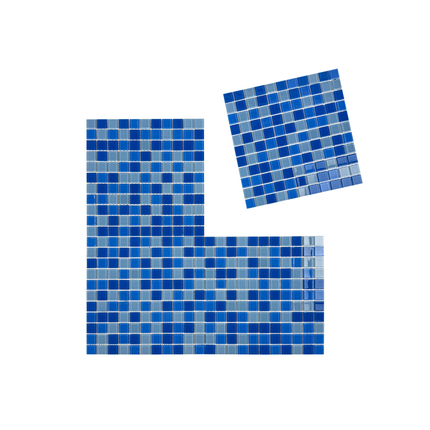 Series Baby Blue & French Blue & Cobalt Blue Mixed Crystal Glass Mosaic