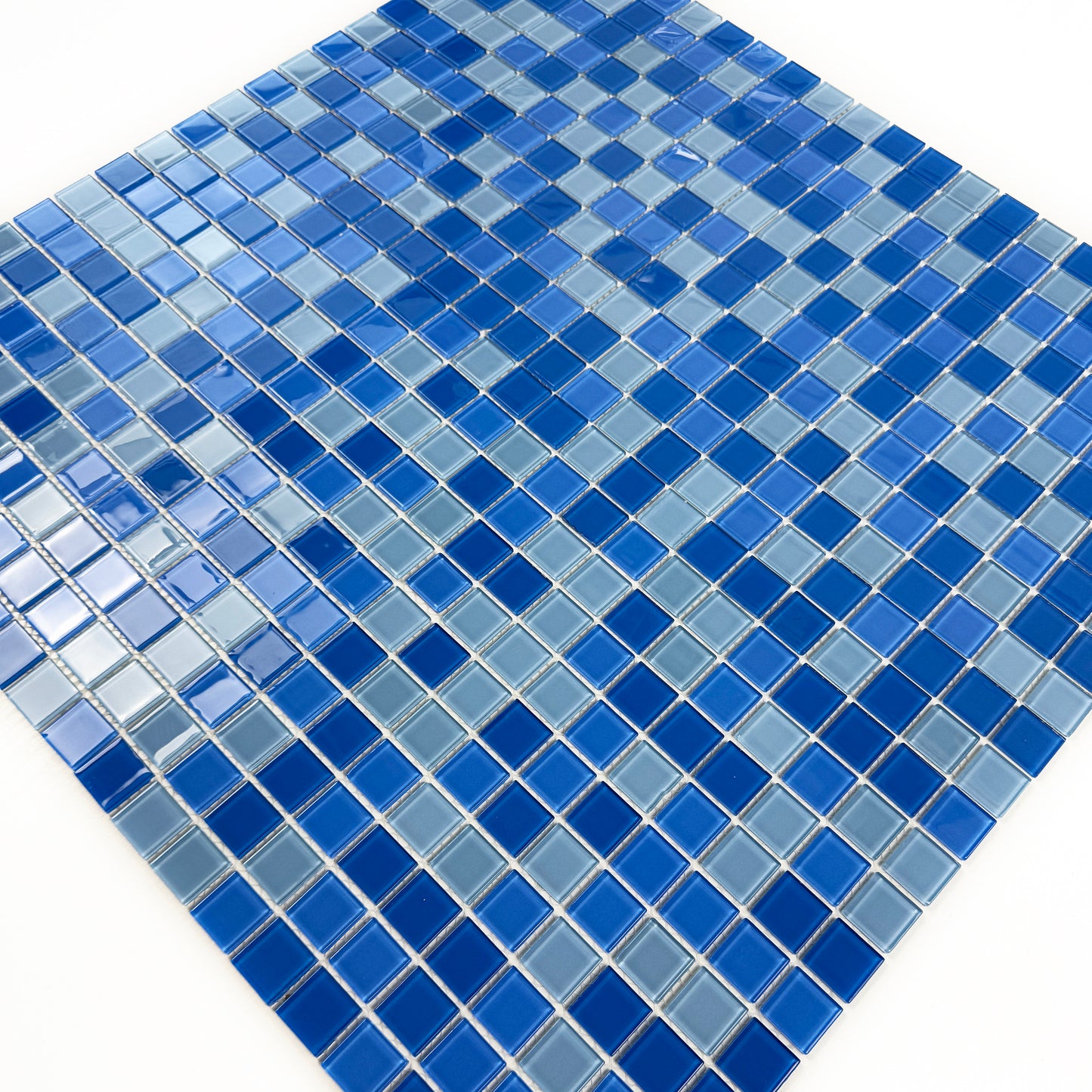 Series Baby Blue & French Blue & Cobalt Blue Mixed Crystal Glass Mosaic