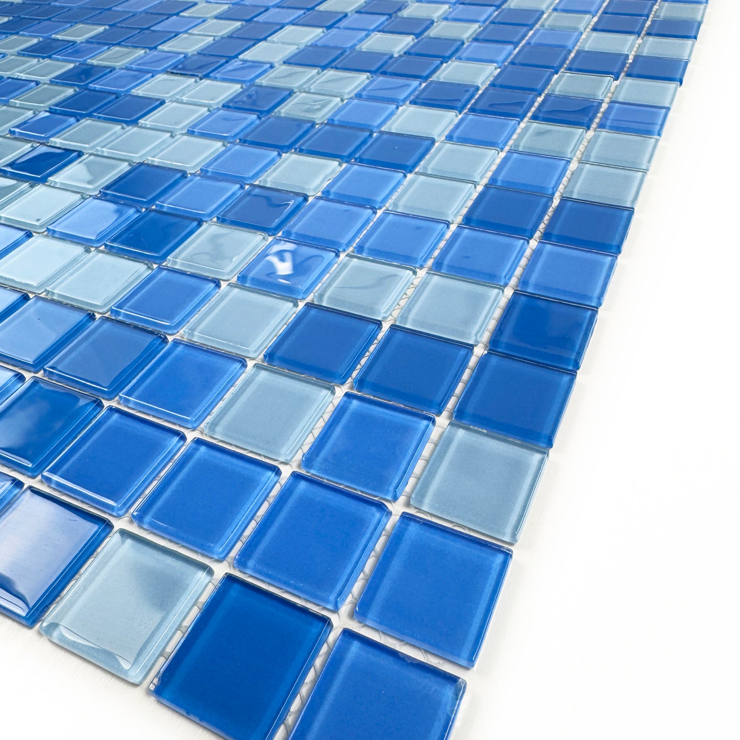 Series Baby Blue & French Blue & Cobalt Blue Mixed Crystal Glass Mosaic