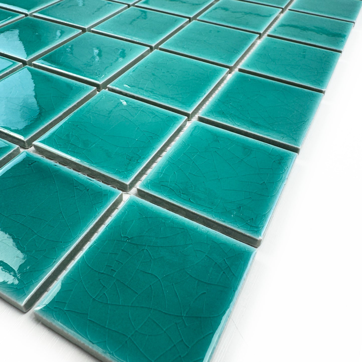 Oceanic Opal Series Tiffany Blue Crackle Porcelain Mosaic