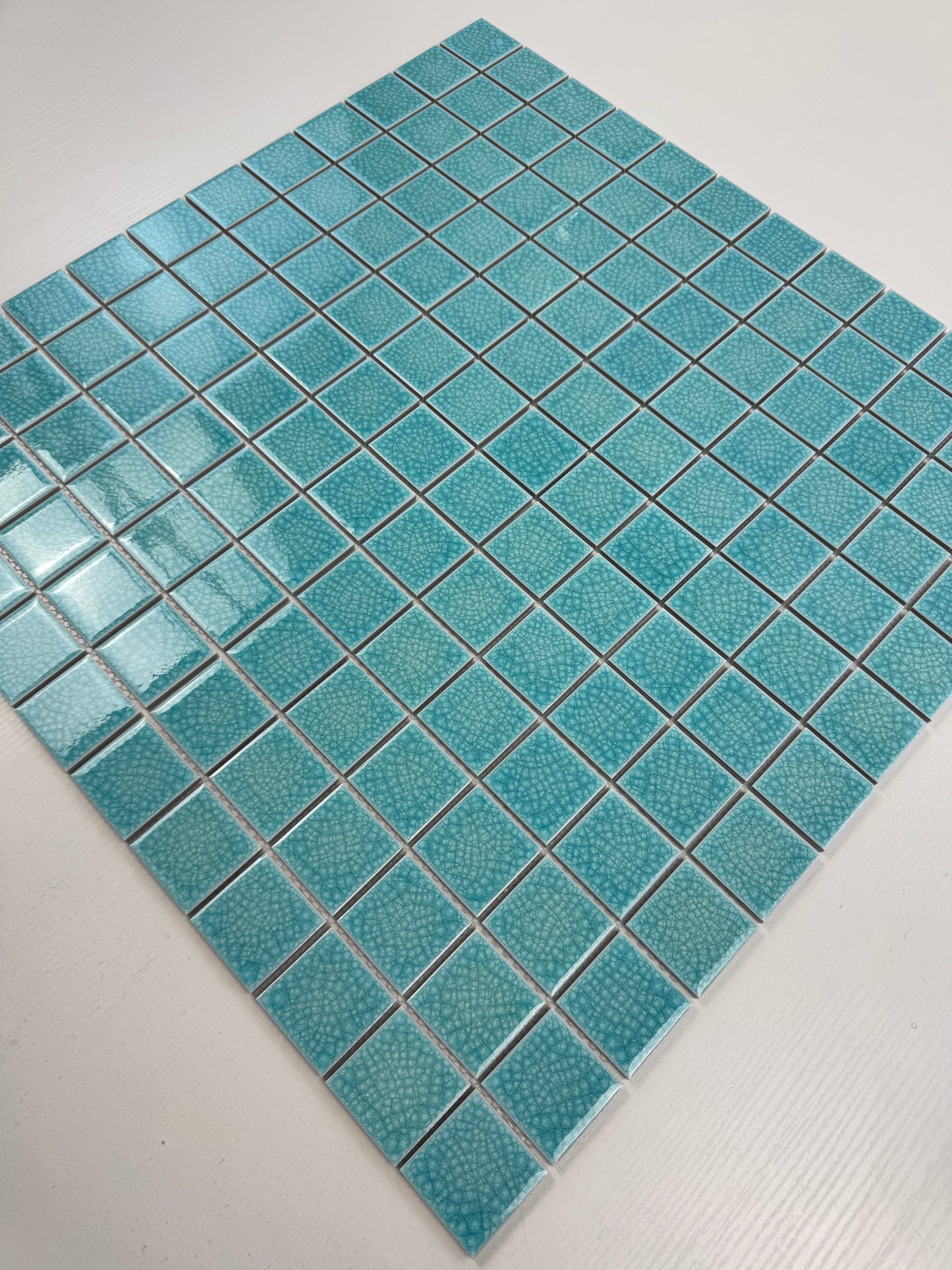 Oceanic Opal Series Sky Blue Convex Surface Crackle Porcelain Mosaic