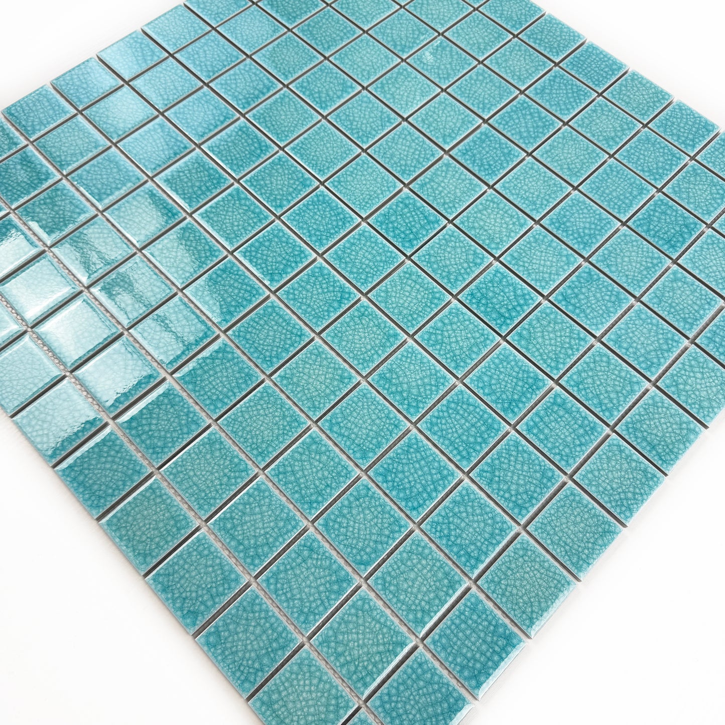 Oceanic Opal Series Sky Blue Convex Surface Crackle Porcelain Mosaic
