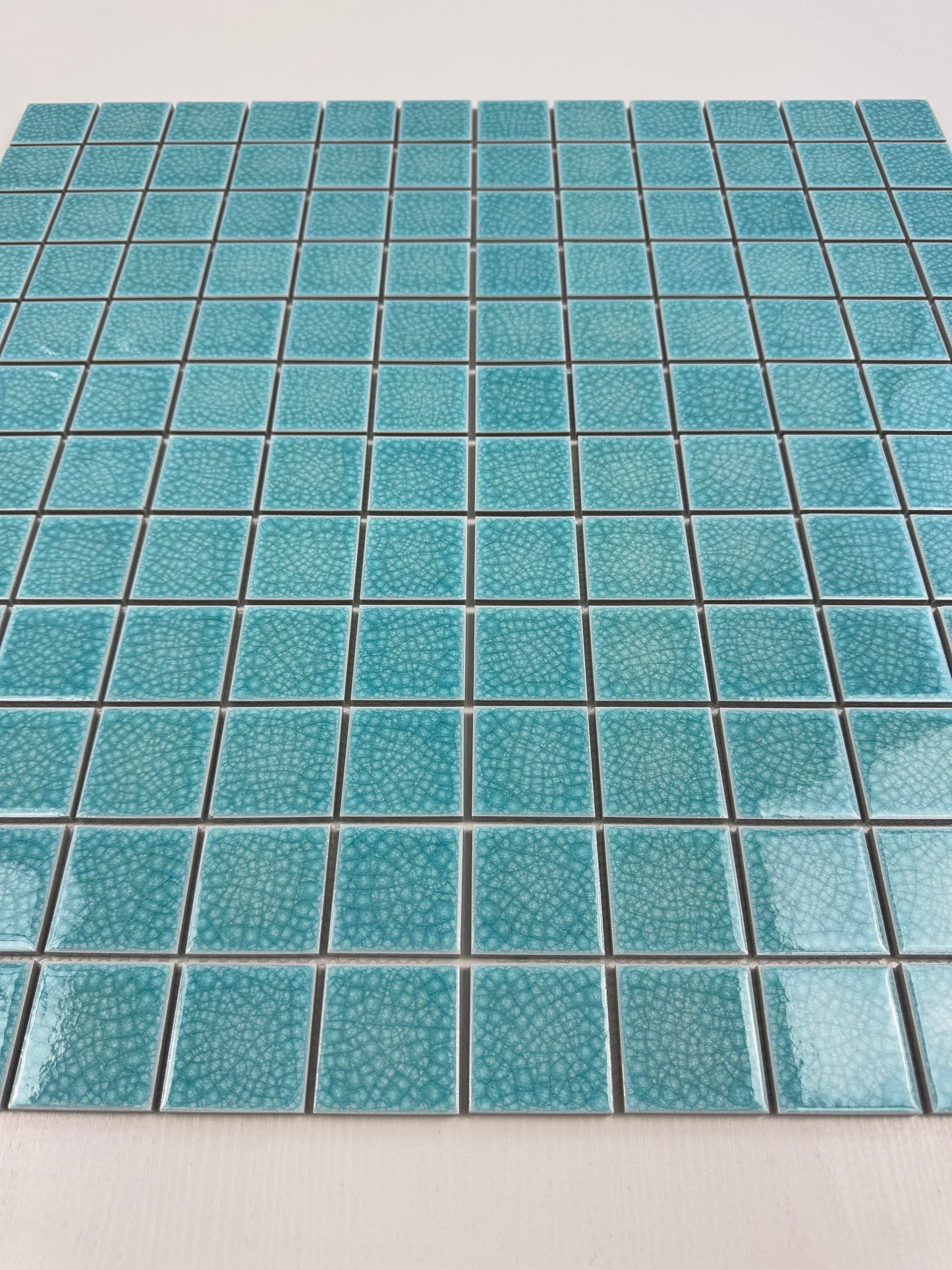 Oceanic Opal Series Sky Blue Convex Surface Crackle Porcelain Mosaic
