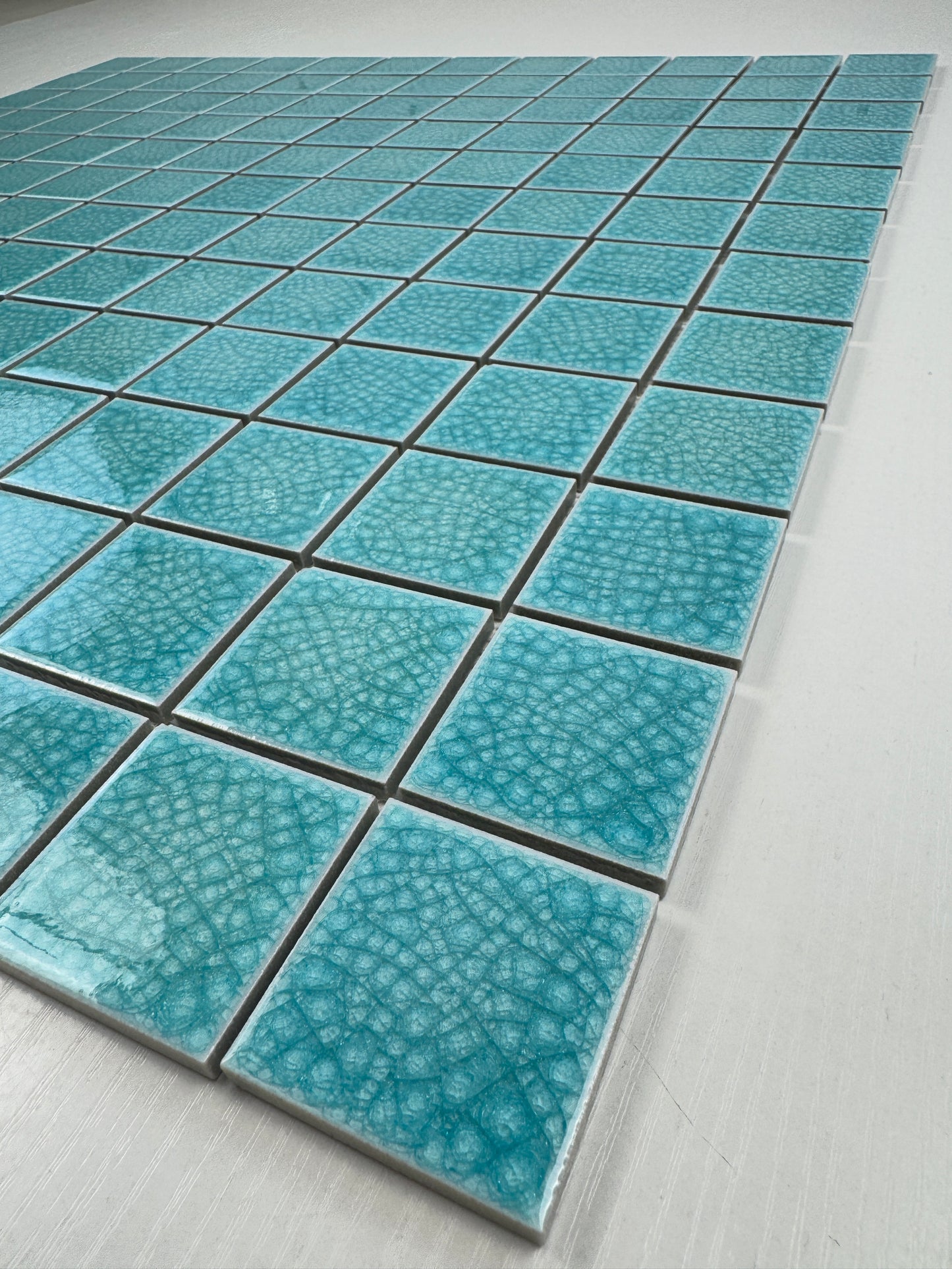 Oceanic Opal Series Sky Blue Convex Surface Crackle Porcelain Mosaic