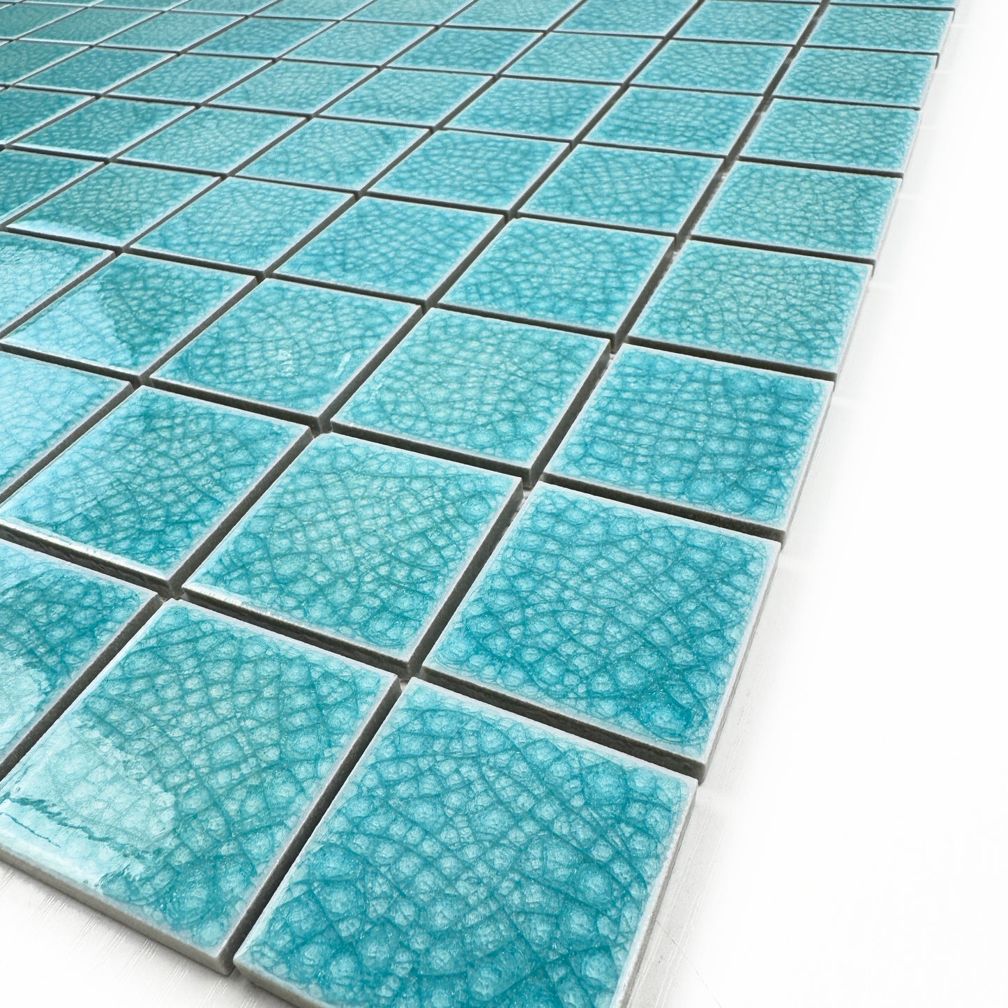 Oceanic Opal Series Sky Blue Convex Surface Crackle Porcelain Mosaic