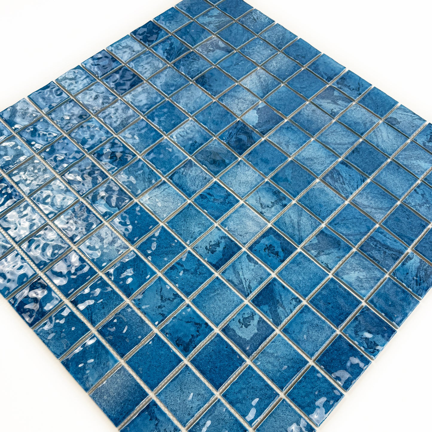 Serene Wave Sapphire Blue & Baby Blue Mixed mable design Porcelain Mosaic