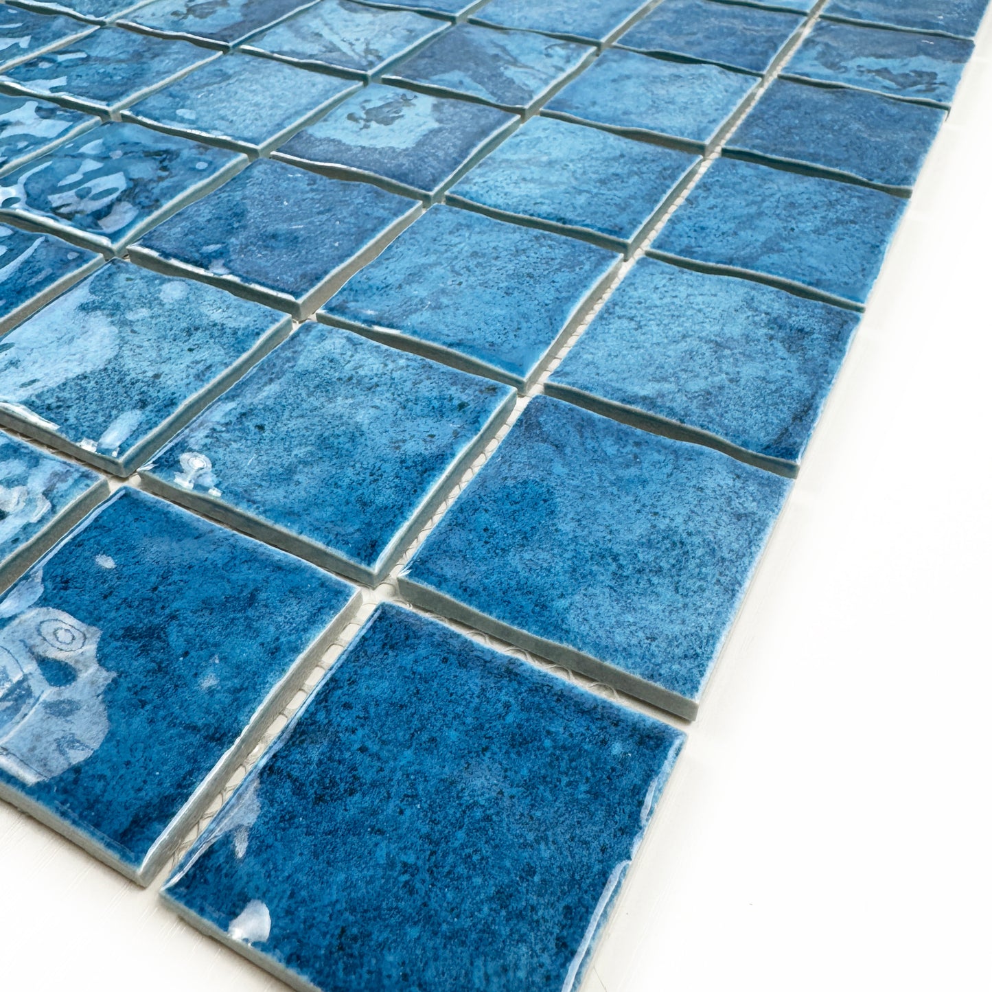 Serene Wave Sapphire Blue & Baby Blue Mixed mable design Porcelain Mosaic