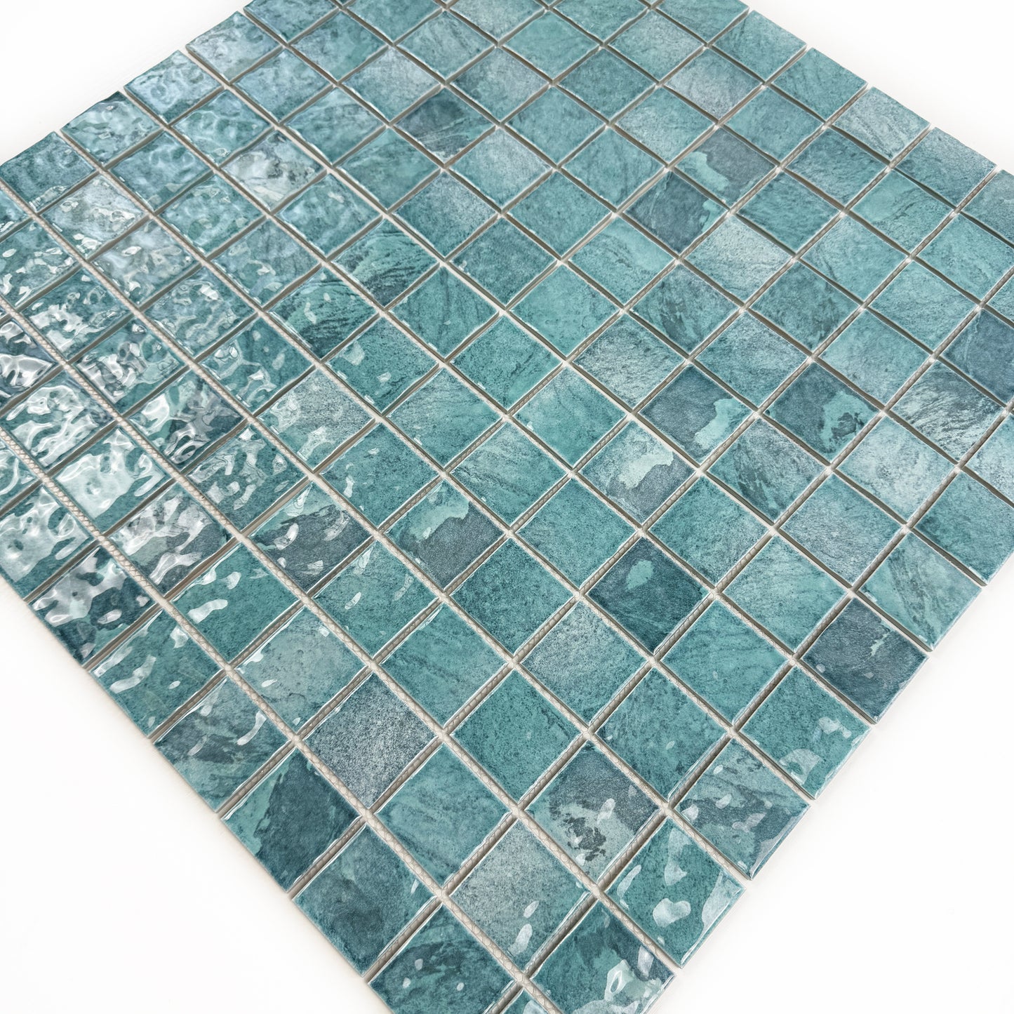 Serene Wave Tiffany blue & Light Blue Mixed Marble Design Porcelain Mosaic