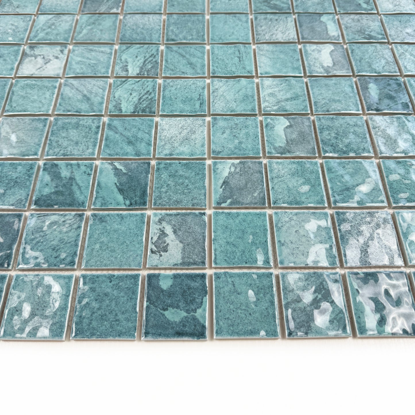 Serene Wave Tiffany blue & Light Blue Mixed Marble Design Porcelain Mosaic
