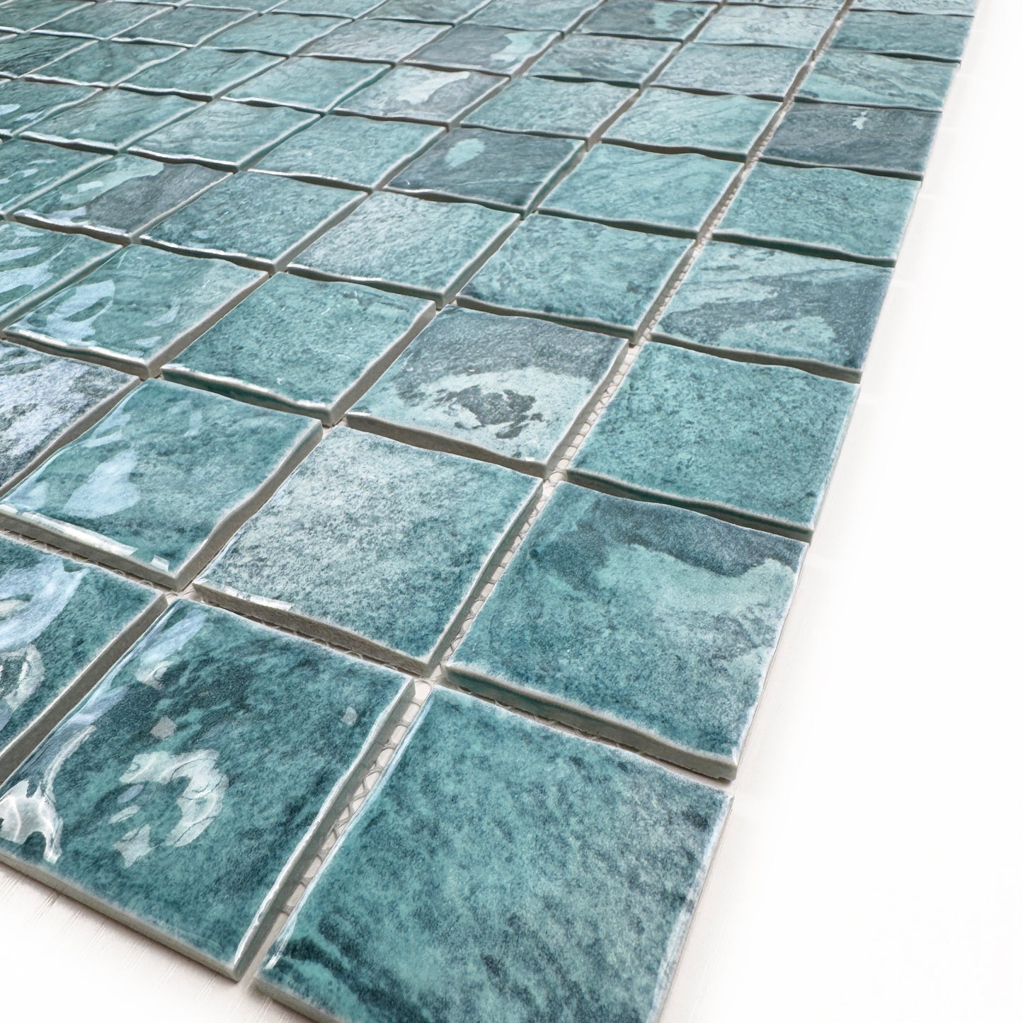 Serene Wave Tiffany blue & Light Blue Mixed Marble Design Porcelain Mosaic