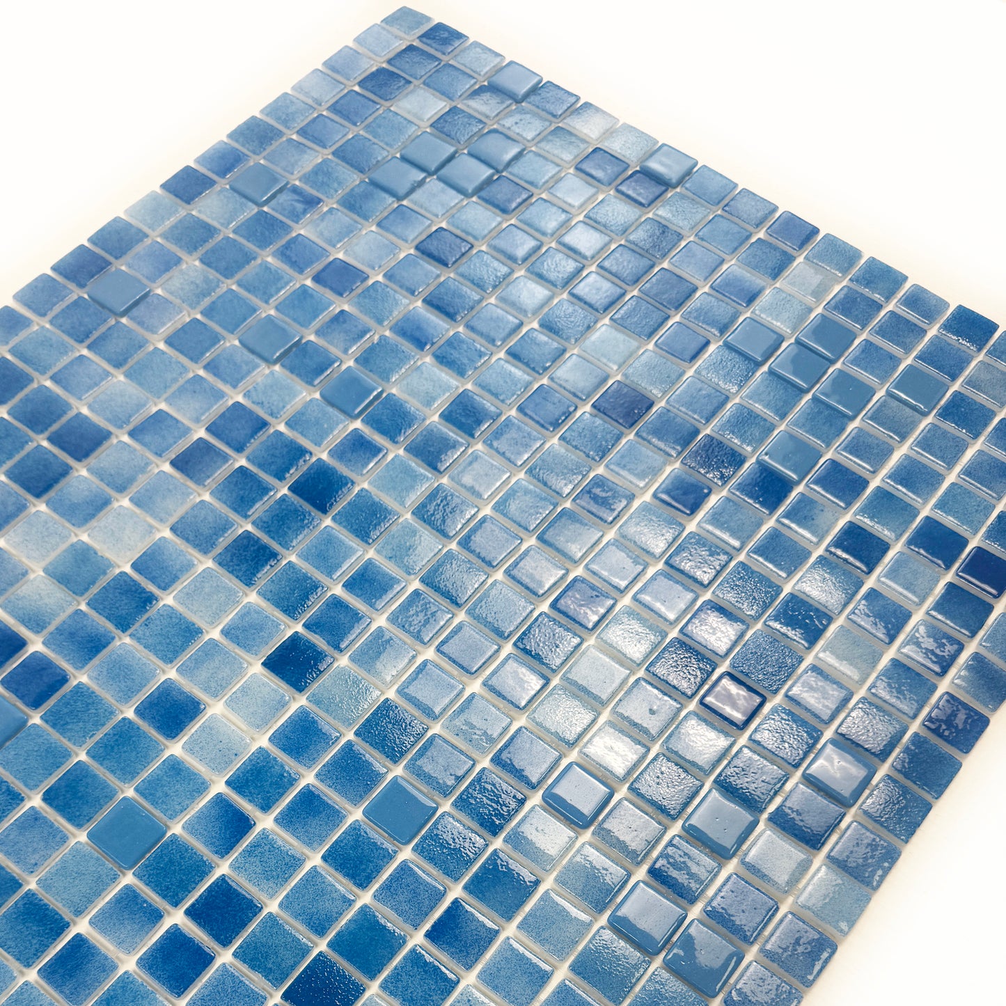 European Mosaic Series Light Blue Recycled Glass Mosaic