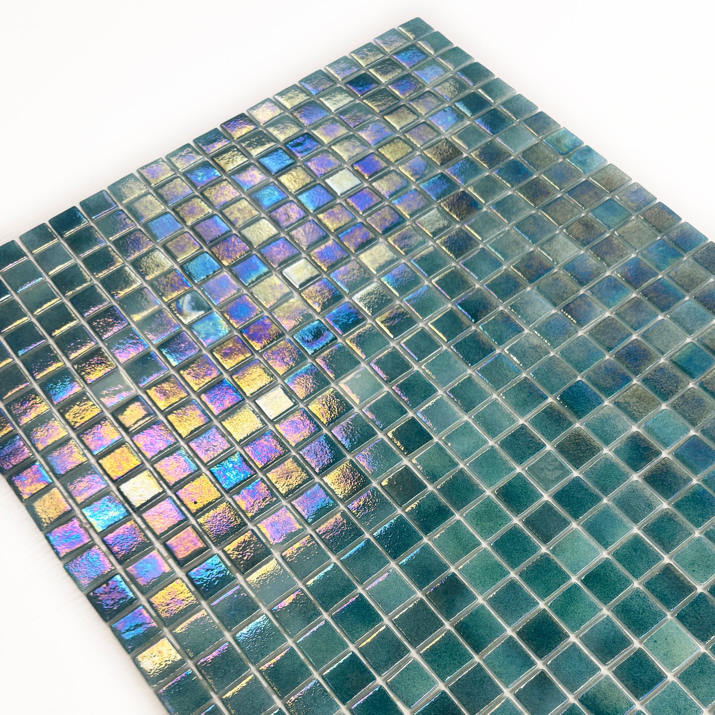 European Mosaic Series Green Iridescent Recycled Glass Mosaic
