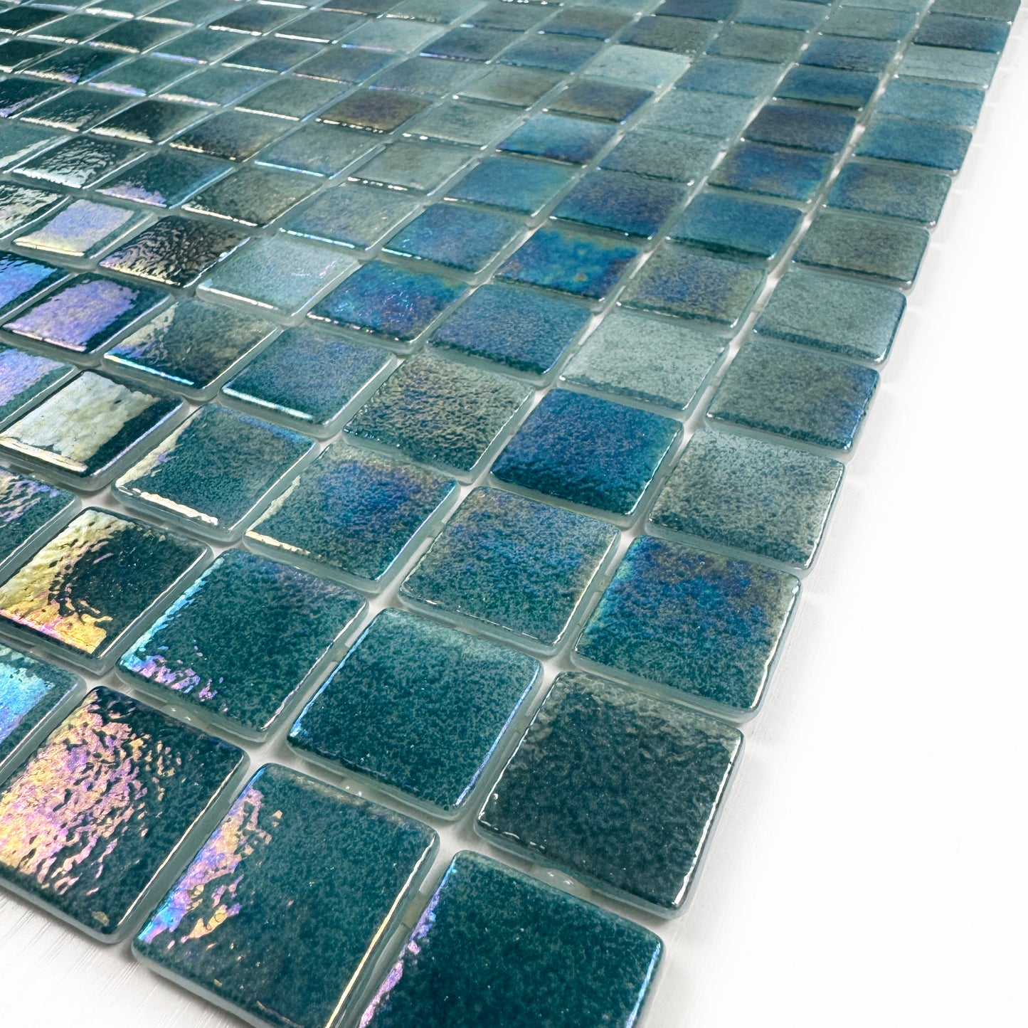 European Mosaic Series Green Iridescent Recycled Glass Mosaic