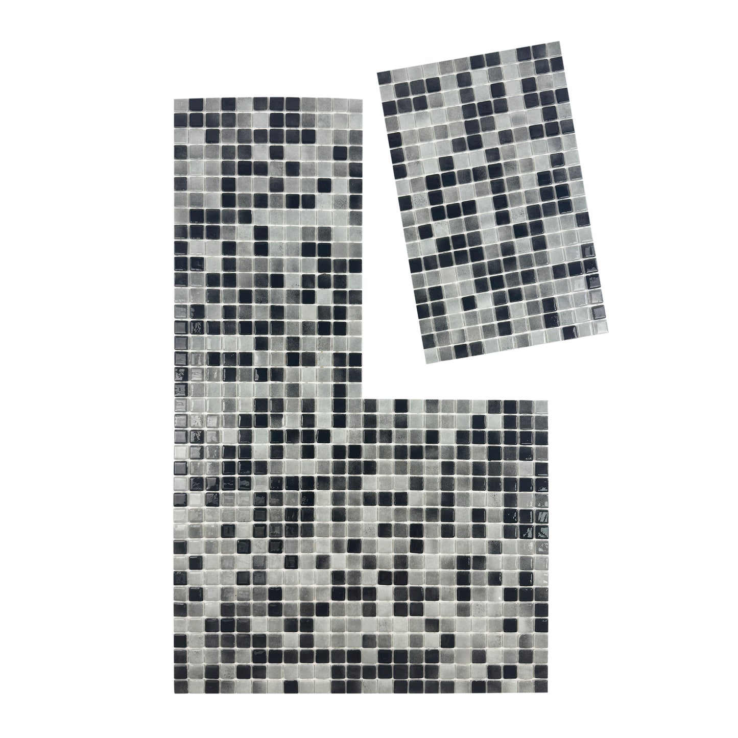 European Mosaic Series Light Grey & Black White Mixed Iridescent Recycled Glass Mosaic