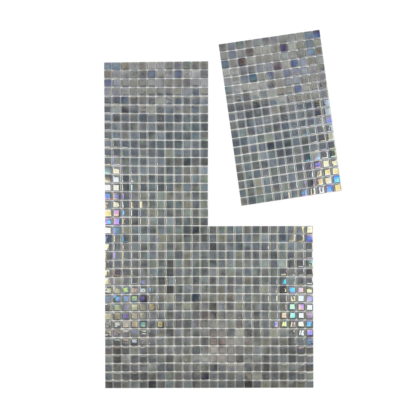 European Mosaic Series Light Grey Iridescent Recycled Glass Mosaic