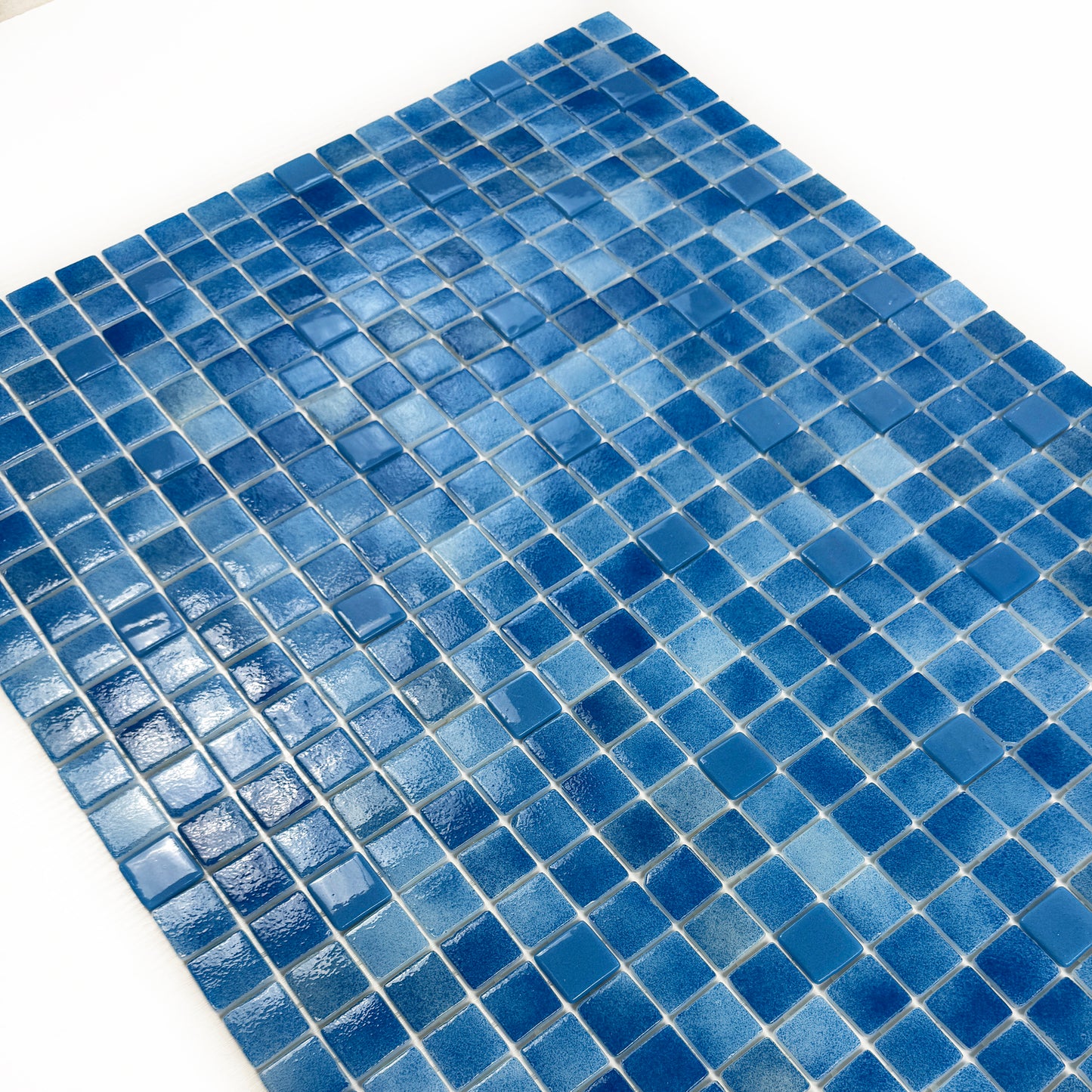 European Mosaic Series French Blue & Flourescent Blue Mixed Flourescent Glass Mosaic