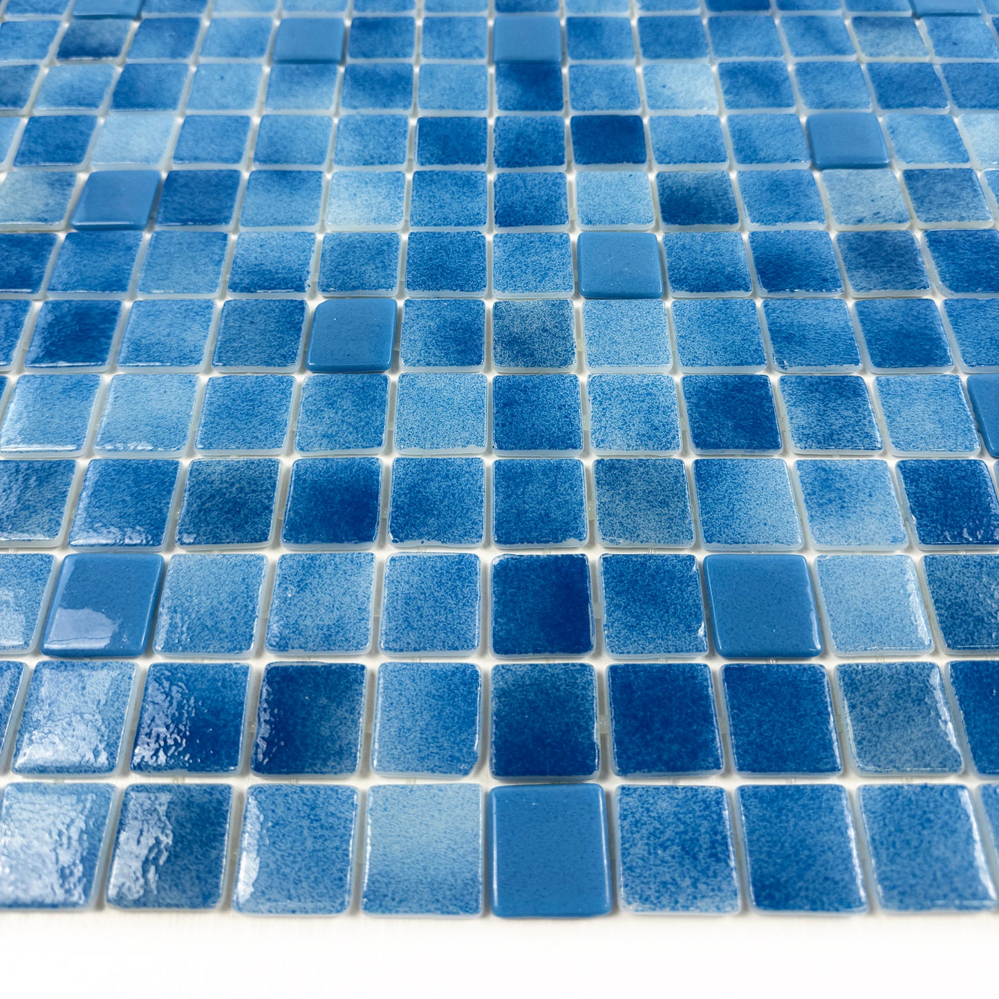 European Mosaic Series French Blue & Flourescent Blue Mixed Flourescent Glass Mosaic