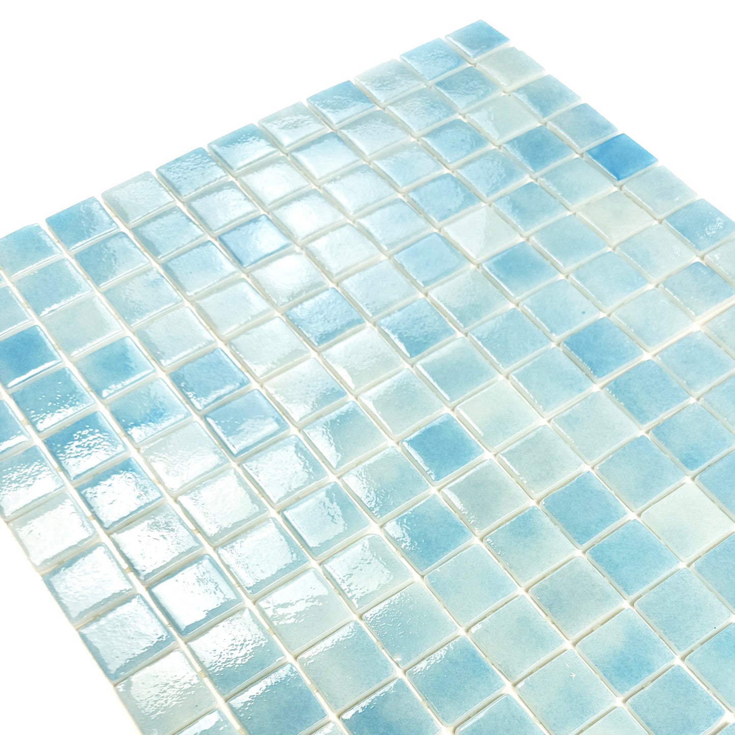 European Mosaic Series Powder Blue & Sky Blue Mixed Recycled Glass Mosaic