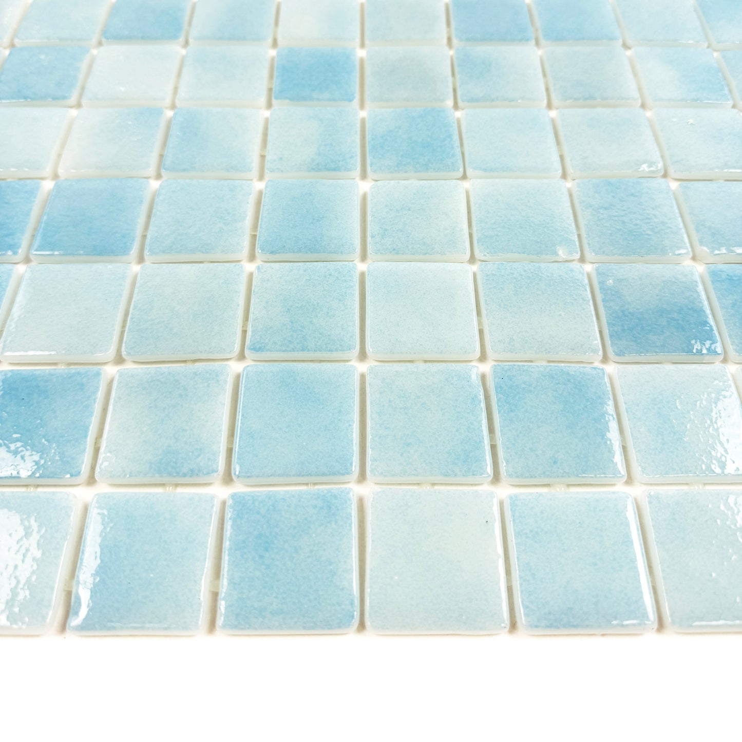 European Mosaic Series Powder Blue & Sky Blue Mixed Recycled Glass Mosaic