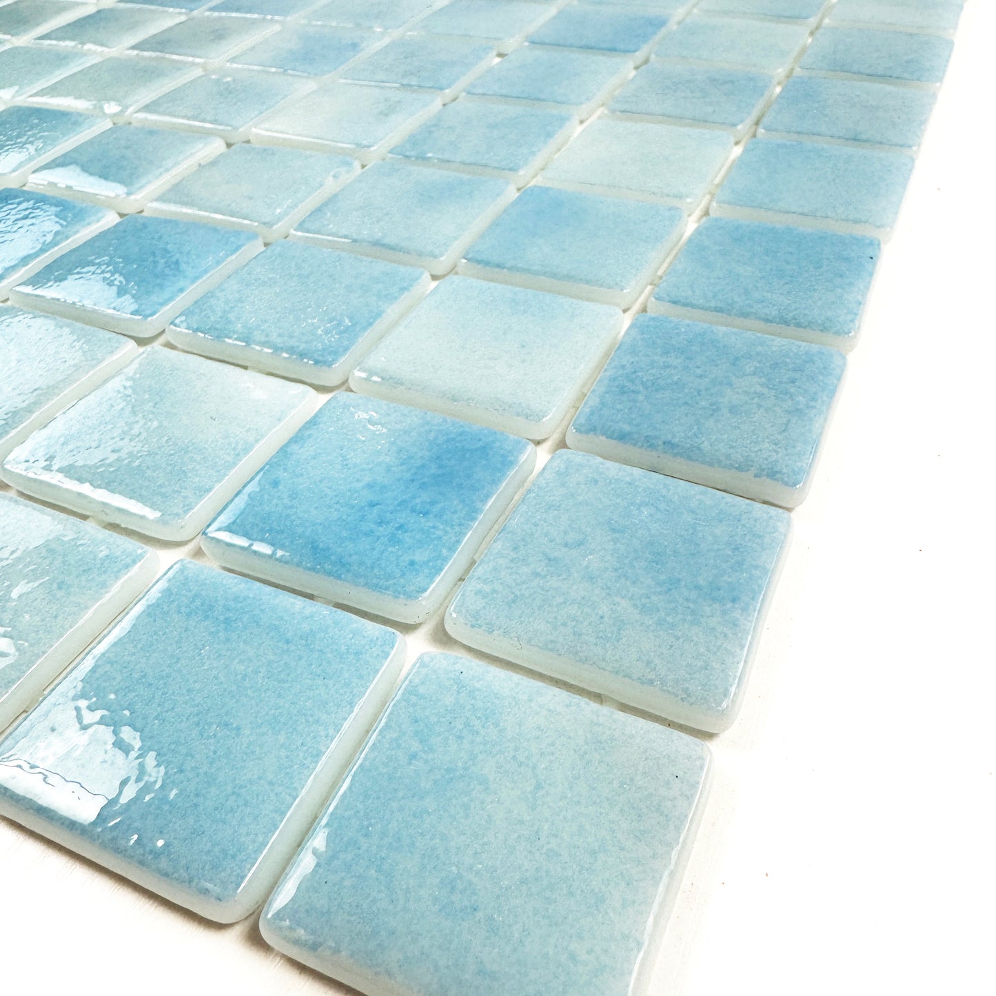 European Mosaic Series Powder Blue & Sky Blue Mixed Recycled Glass Mosaic