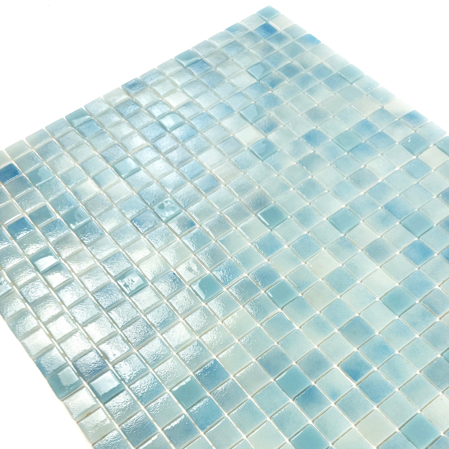 European Mosaic Series Sky Blue &Florescent Blue & White Mixed Flourescent Glass Mosaic