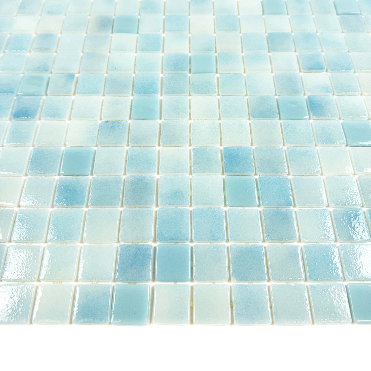 European Mosaic Series Sky Blue &Florescent Blue & White Mixed Flourescent Glass Mosaic